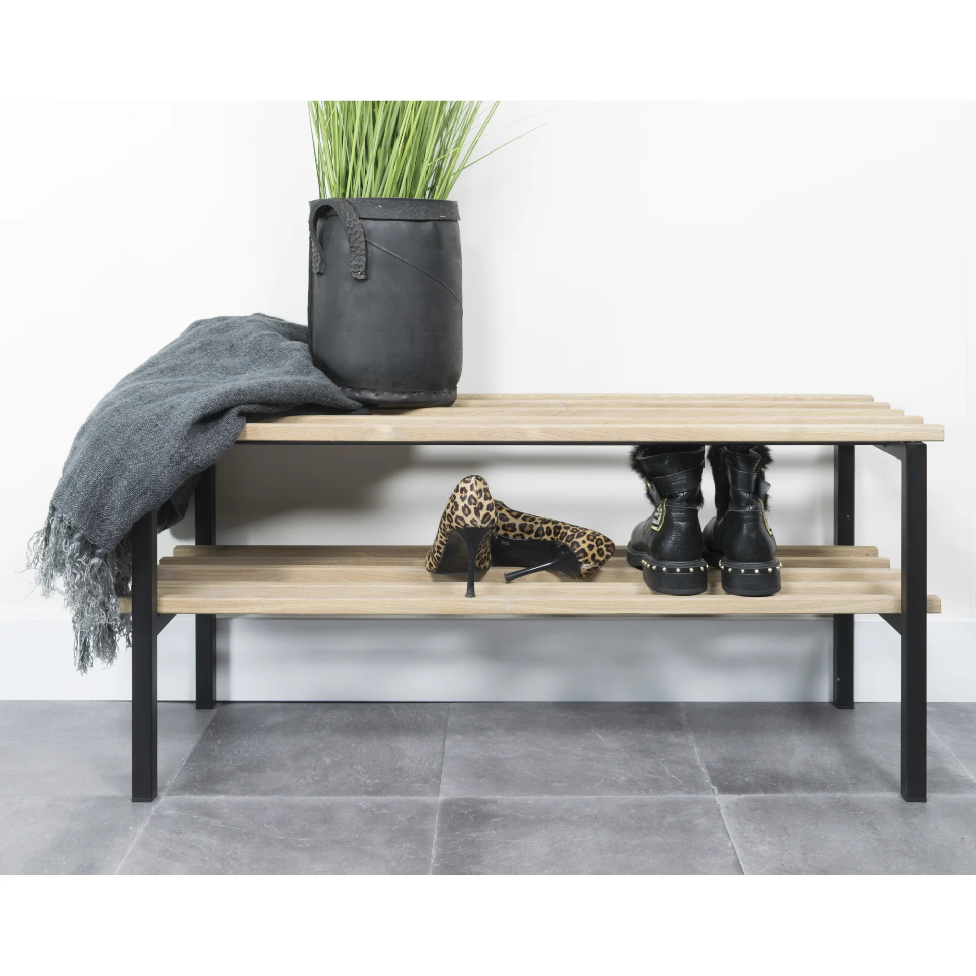 Spinder Design RIZZO BENCH Schuhregal - Schwarz / Eiche