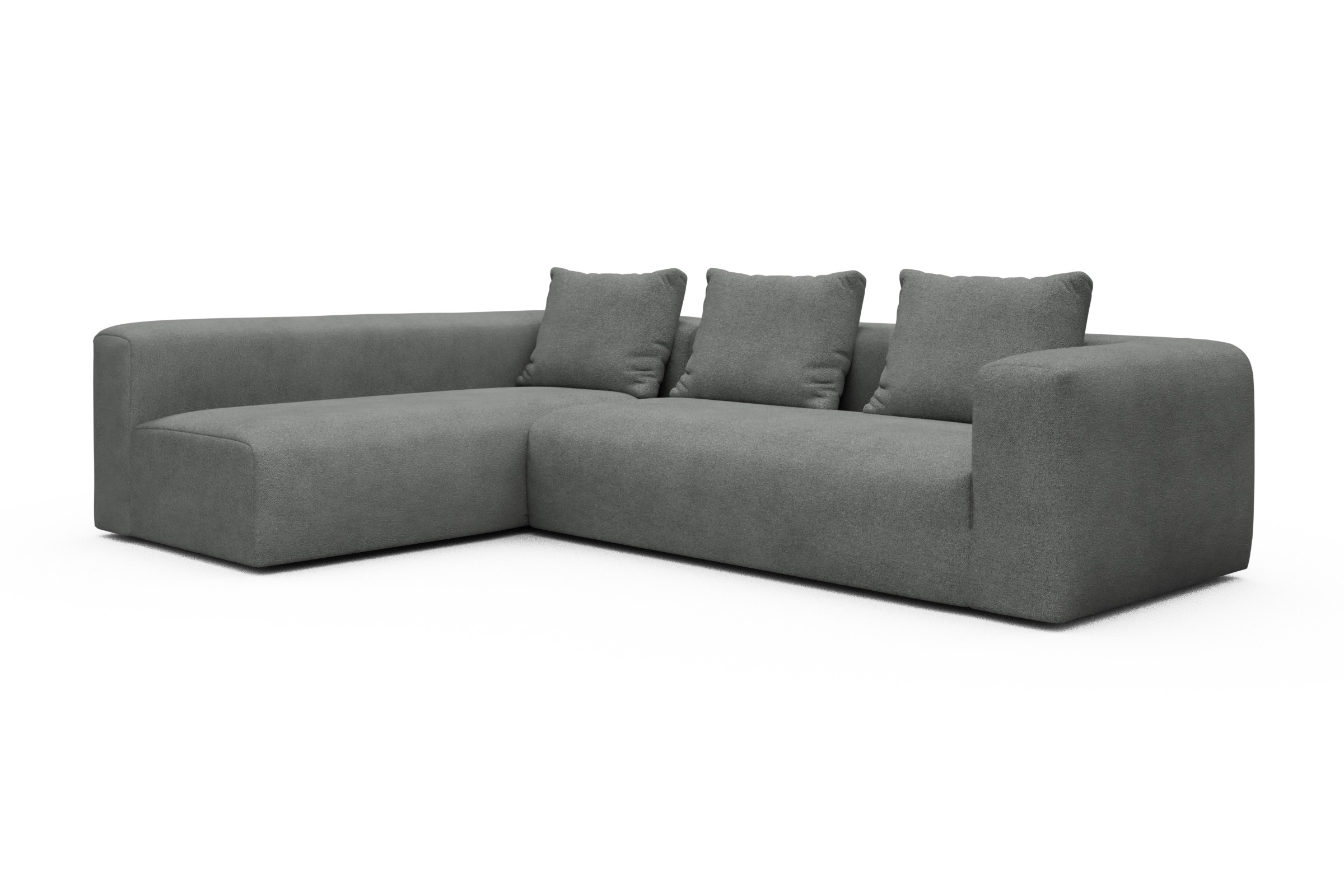 Ecksofa Fred 2x 2,5-Sitzer links offen Boucle-Ash-Grey