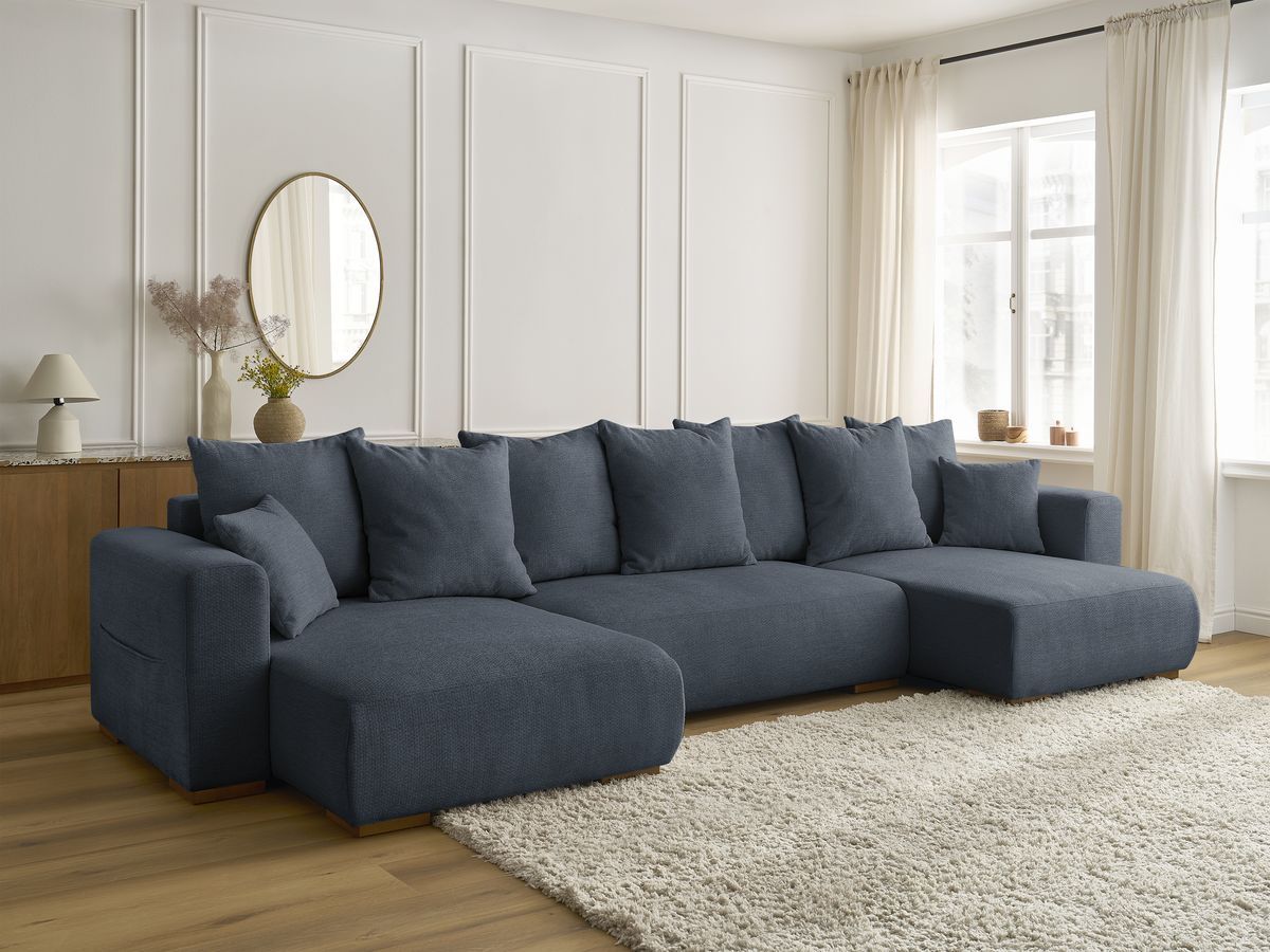 Bobochic Sidonie Wohnlandschaft Melange-Stoff Dunkelblau