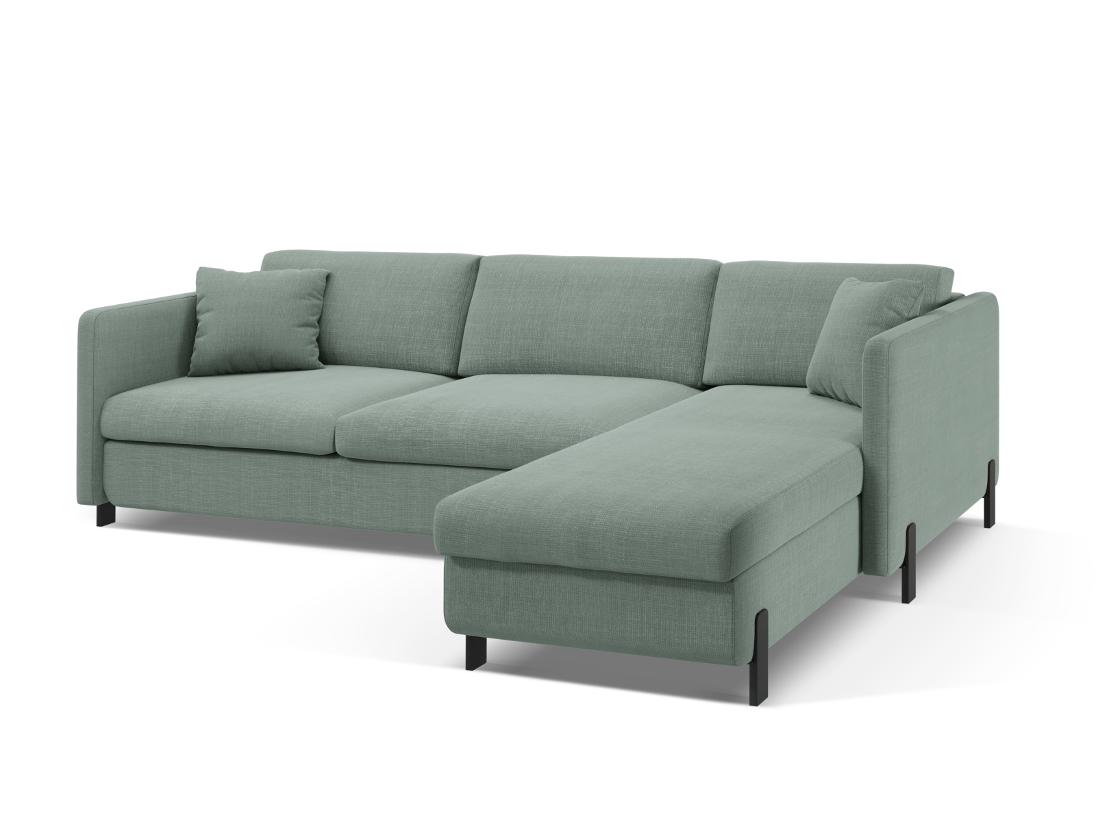 Micadoni Schlaf-Ecksofa Gloria 4-Sitzer Rechts Strukturierter Stoff Minze 205x140