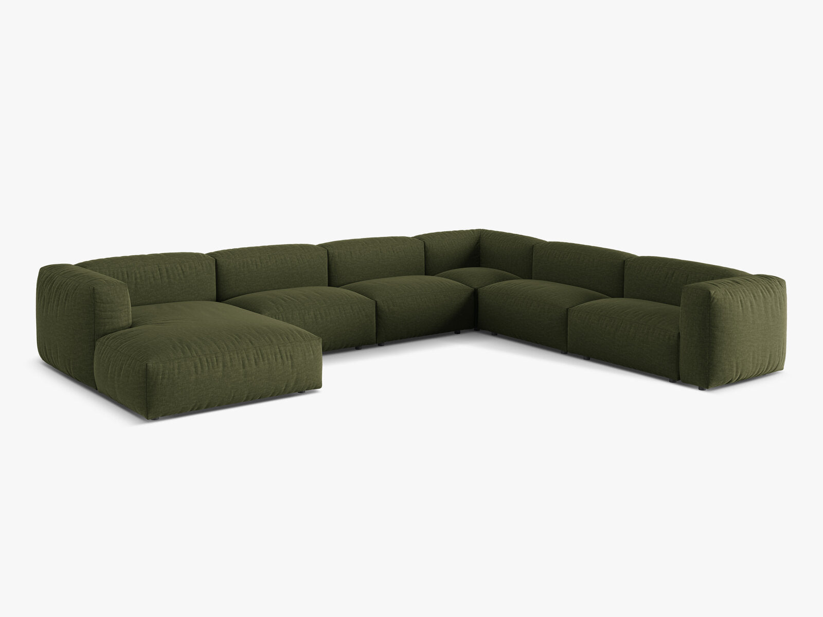 Micadoni modulares Ecksofa XL Martina 6-Sitzer Rechts Strukturierter Stoff Boston Grün