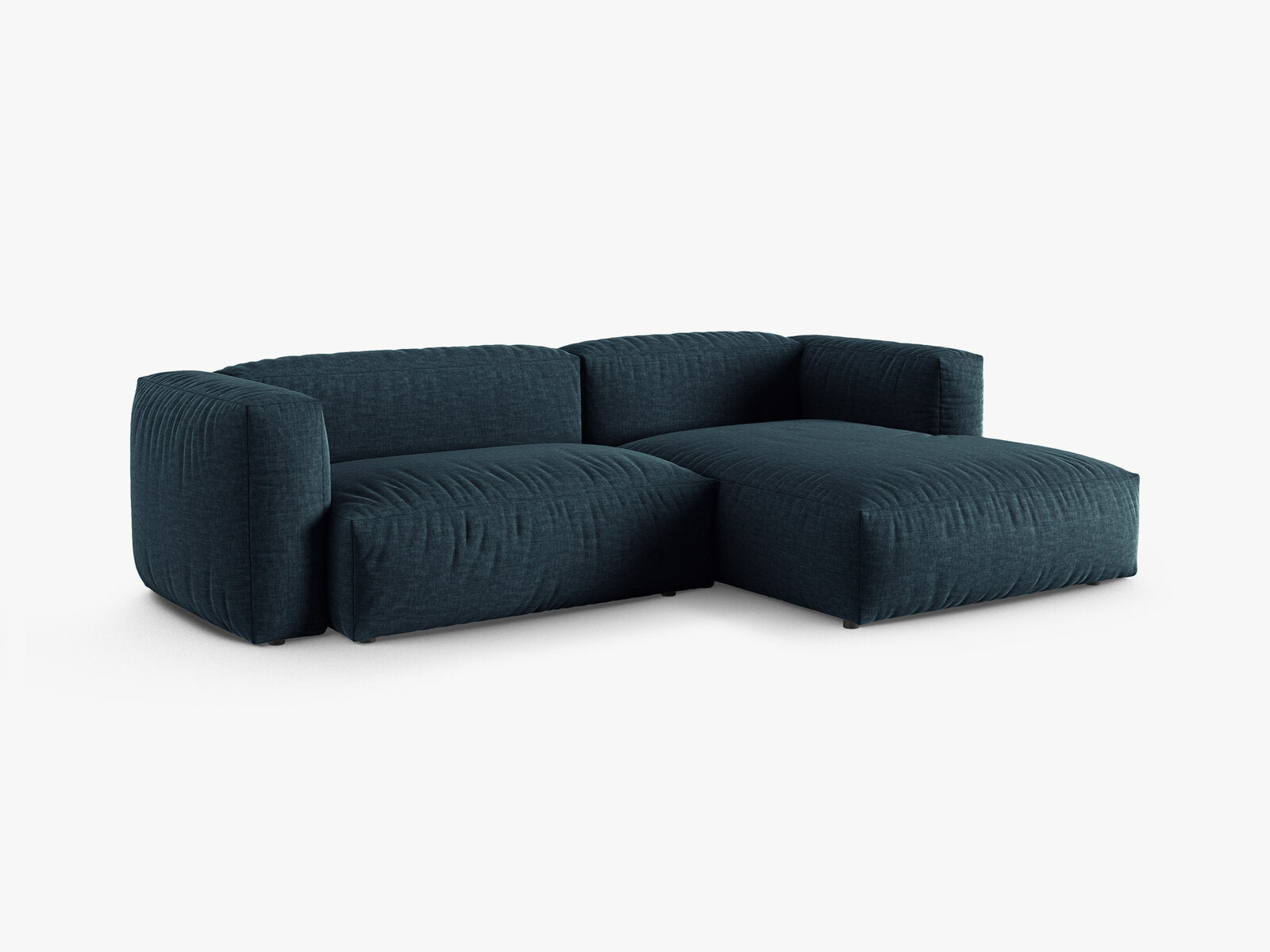 Micadoni Ecksofa Martina 2-Sitzer 90cm Sitztiefe Rechts Strukturierter Stoff Boston Jeansblau