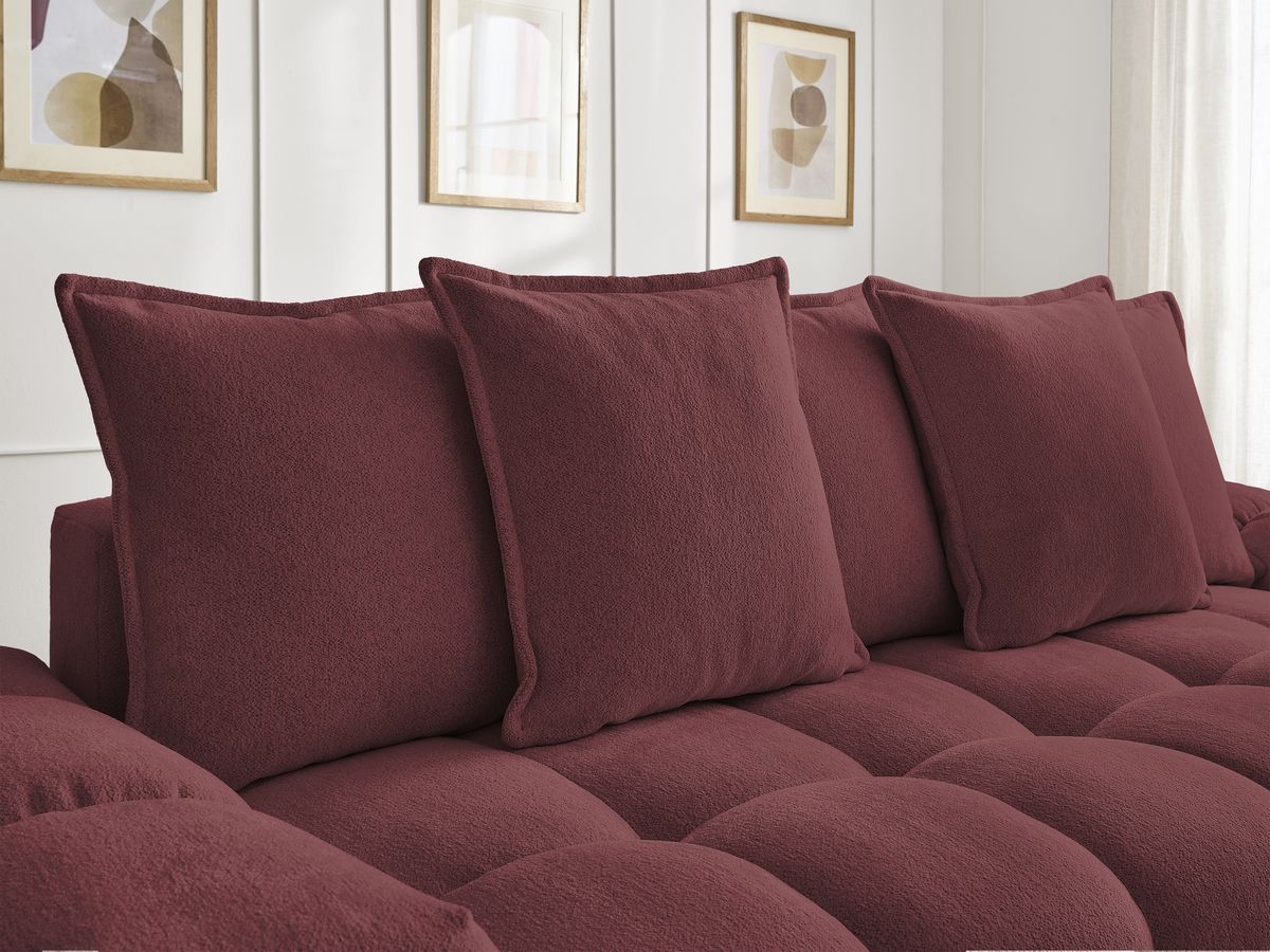 Bobochic Everest Sofa 3-Sitzer, 5 Kissen Melange-Stoff Rot