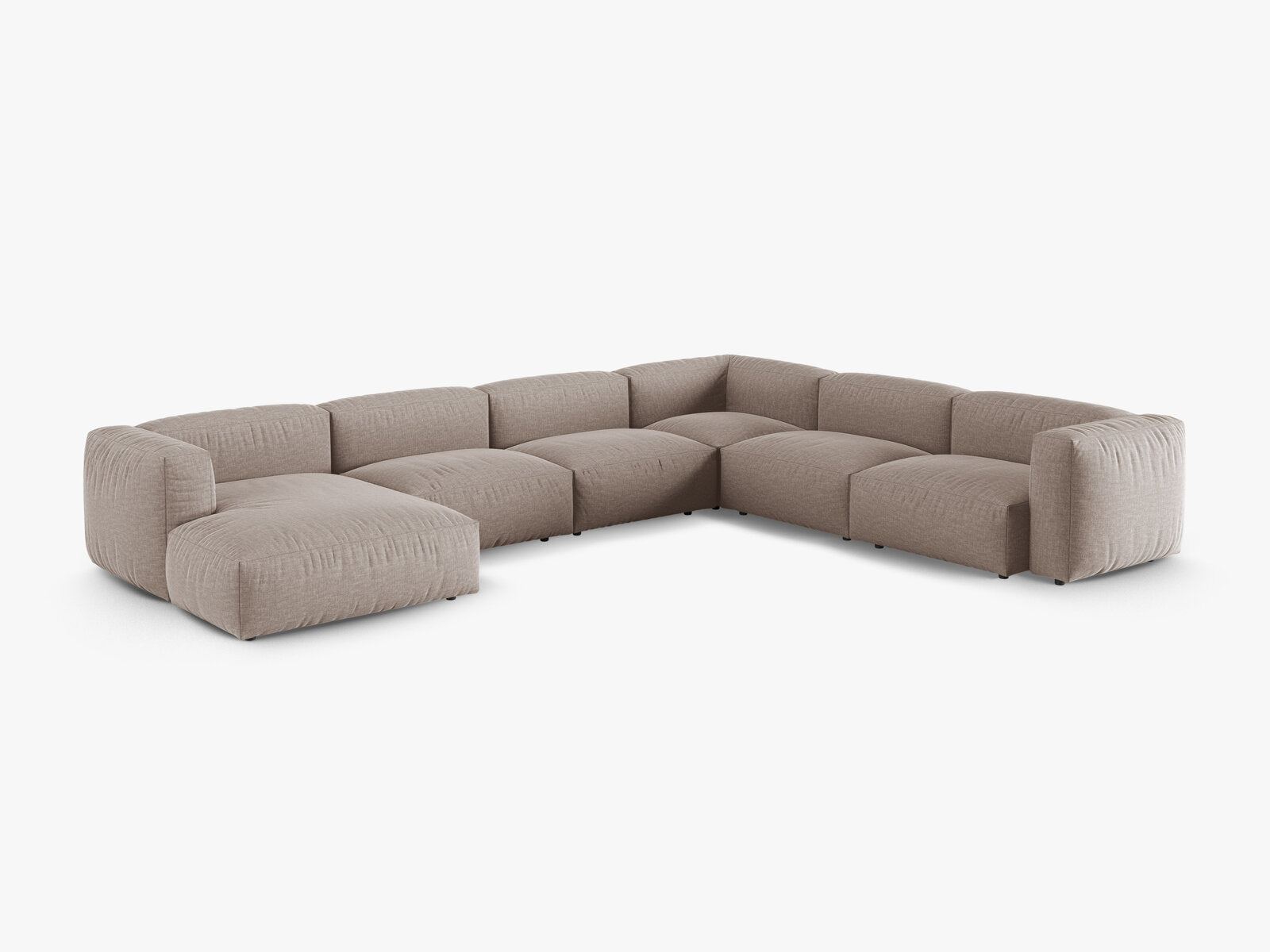 Micadoni modulares Ecksofa XL Martina 6-Sitzer 90cm Sitztiefe Rechts Strukturierter Stoff Boston Dunkelbeige