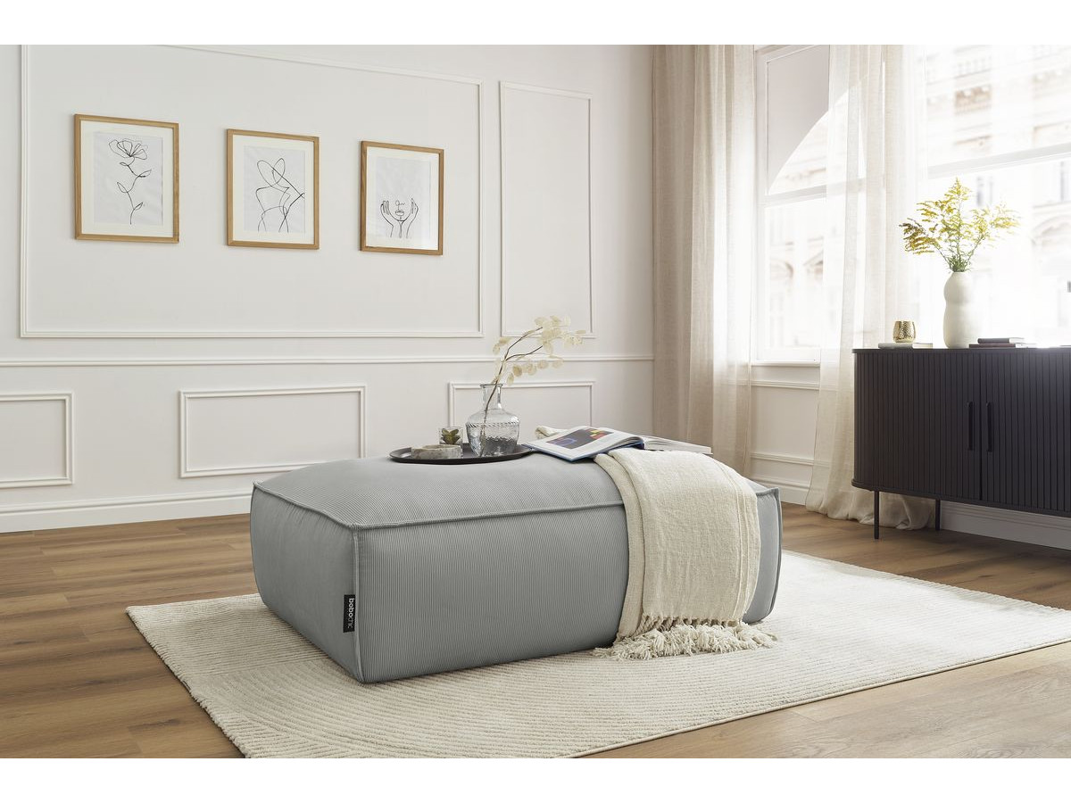 Bobochic Boheme Pouf Cordsamt Hellgrau