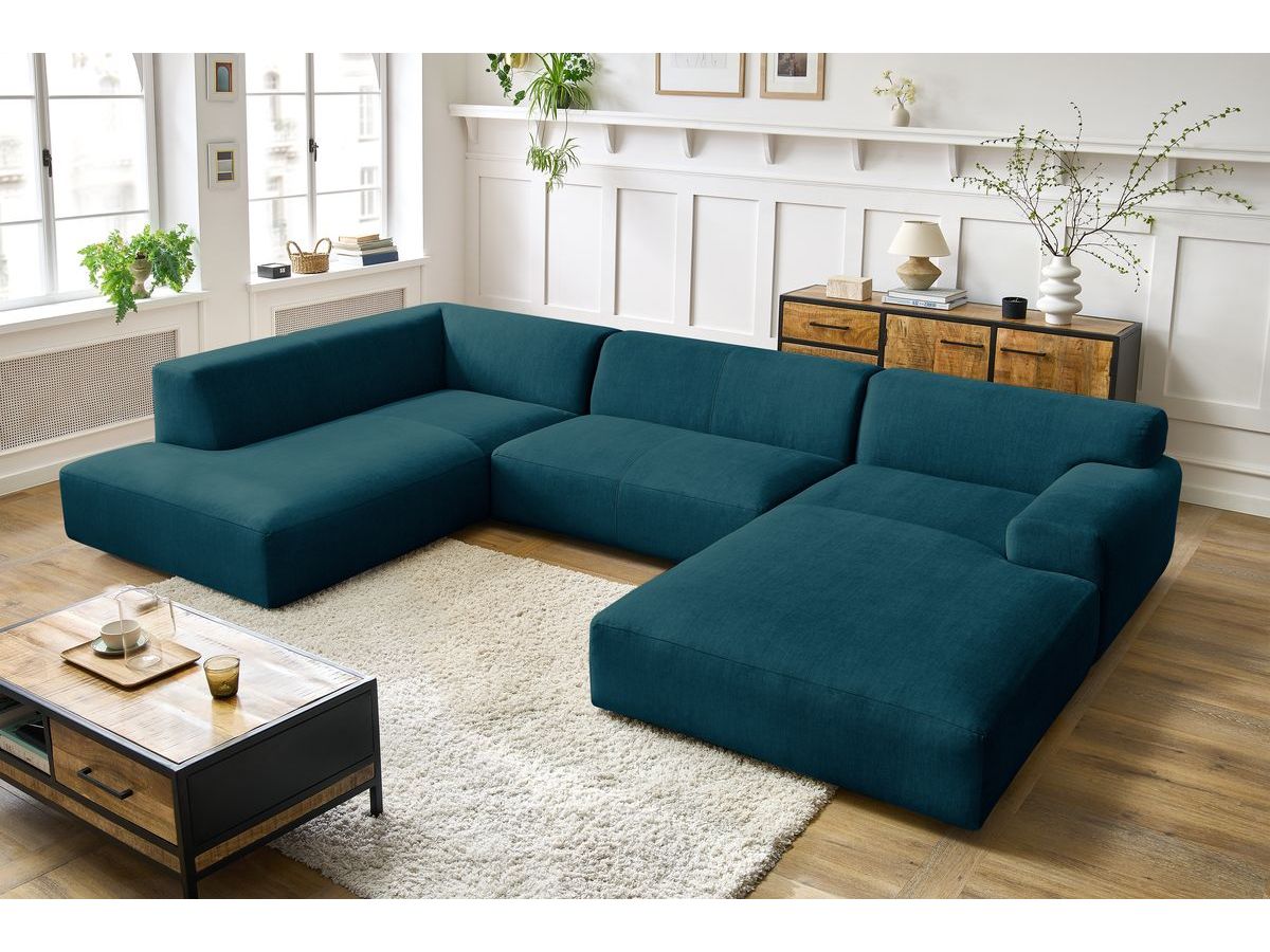 Bobochic Lavena Wohnlandschaft 359 × 220 cm Samt Dunkelblau Ecke rechts