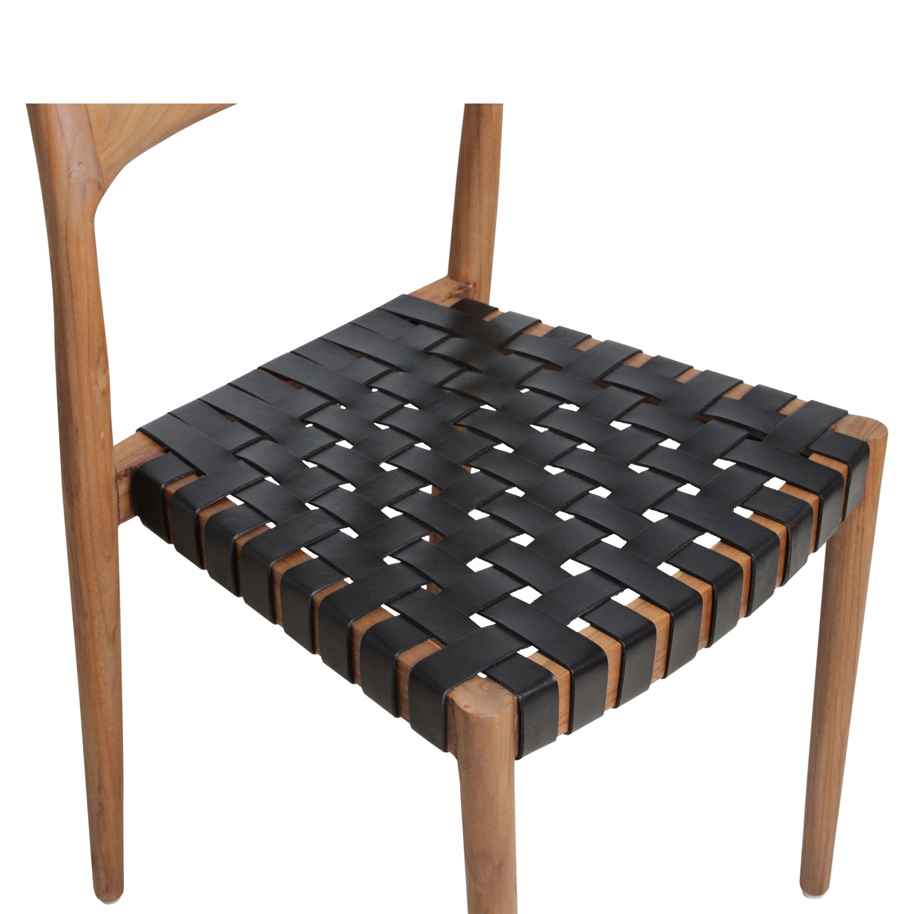 Raw Materials Freya Esszimmerstuhl aus Teakholz Leder Schwarz