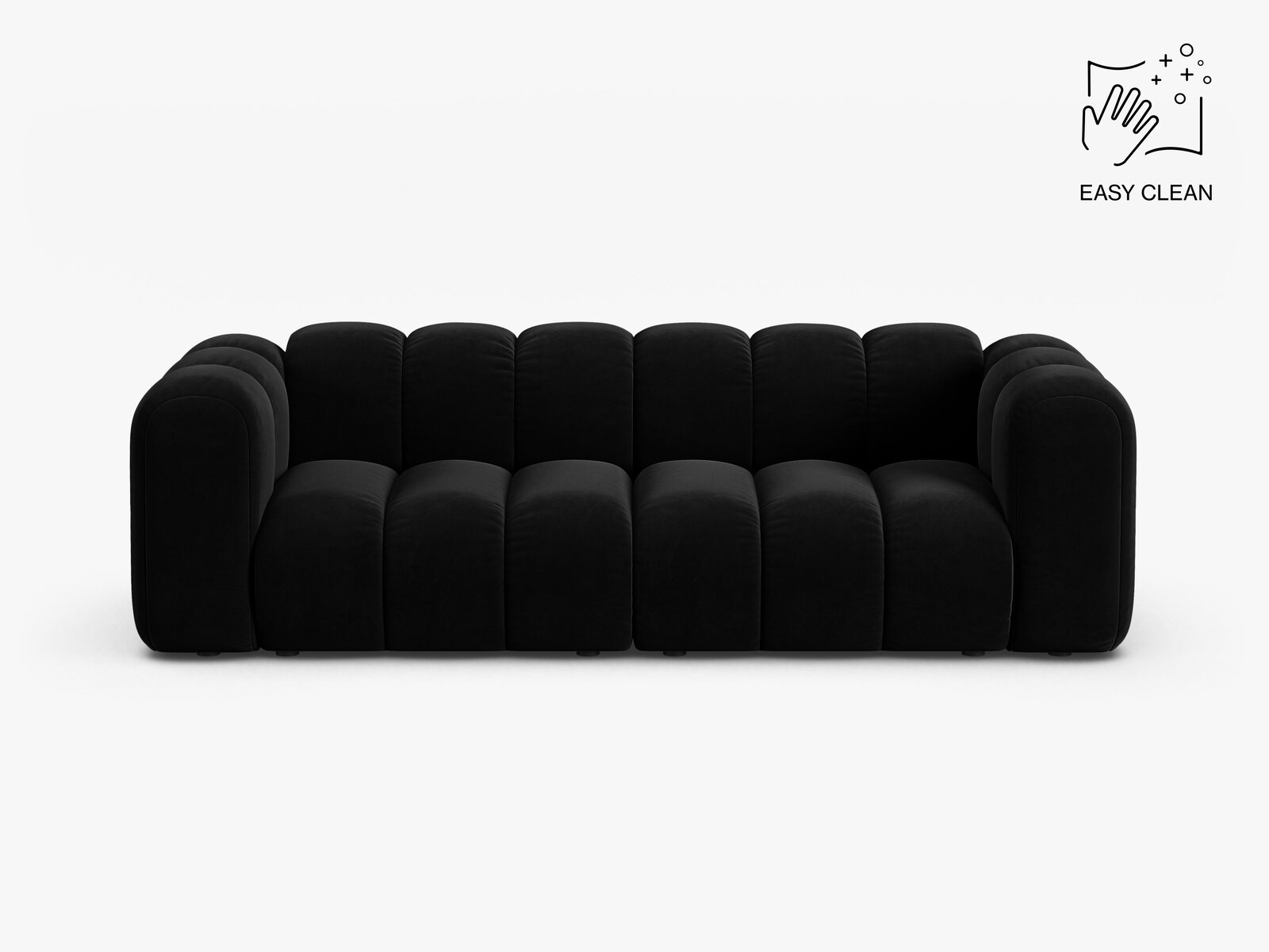 Micadoni Sofa Lupine 3-Sitzer Samt Venus Schwarz