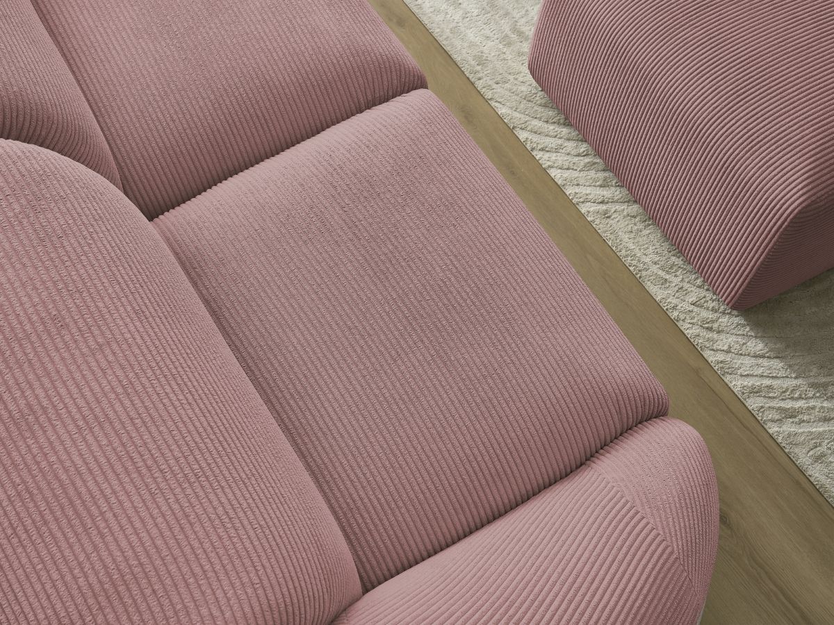 Bobochic Tina Sofa 3-Sitzer mit Pouf Cordsamt Rosa