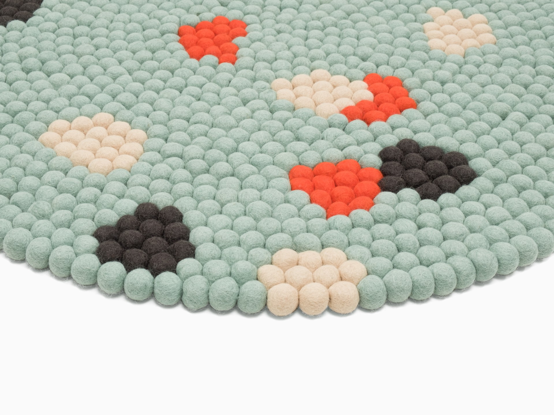myfelt Terra Ocean Filzkugelteppich Türkis rund Ø 50 cm