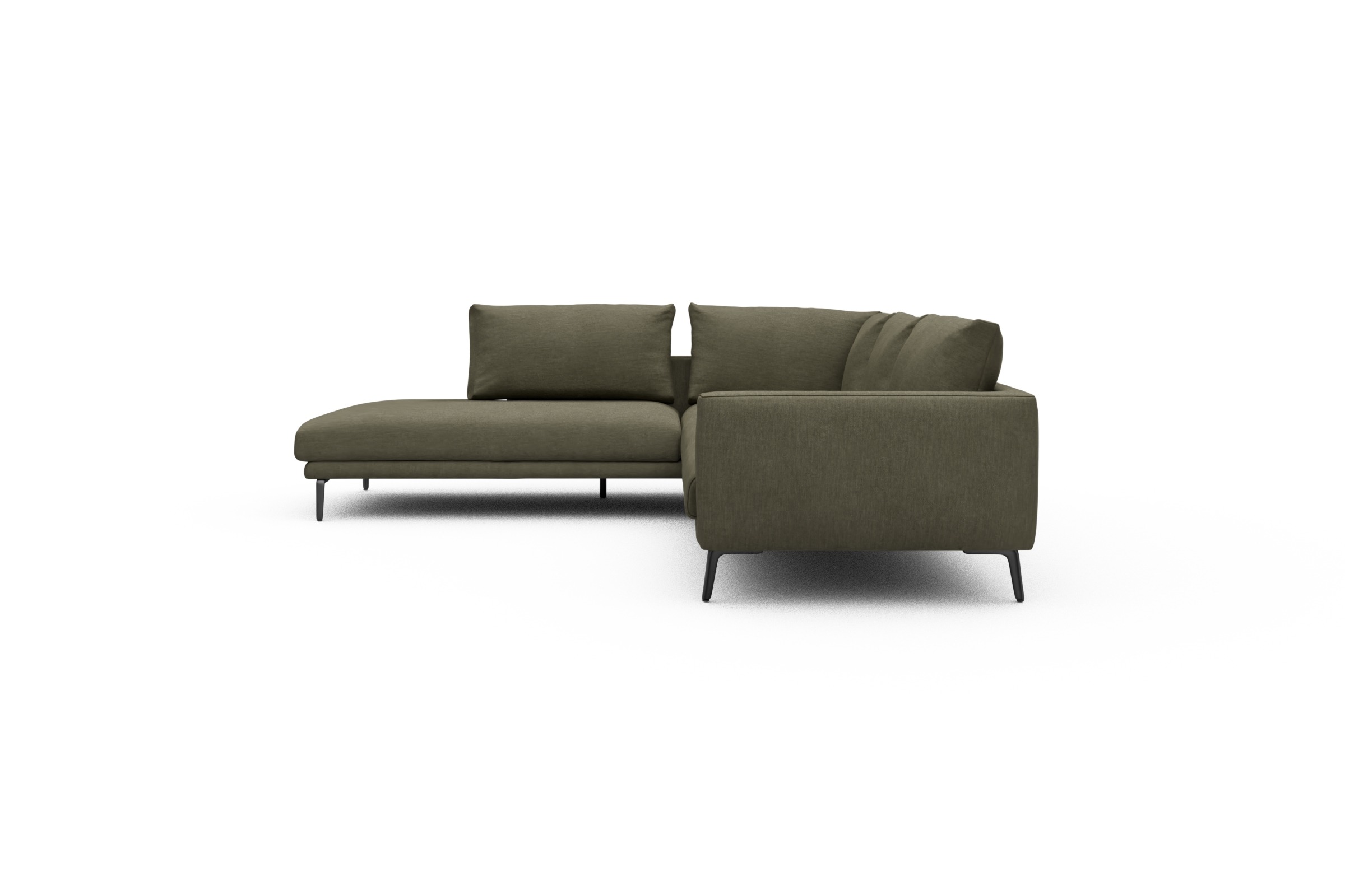 Ecksofa Karl Relax-Ecke links mit 2,5-Sitzer Vivus-Dusty-Olive