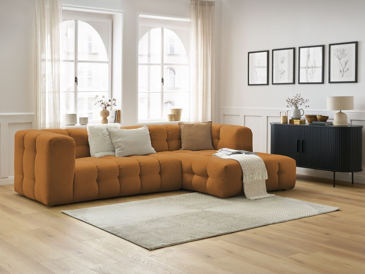Bobochic Cloud Ecksofa 288 × 184 cm Stoff Gelb Ecke rechts