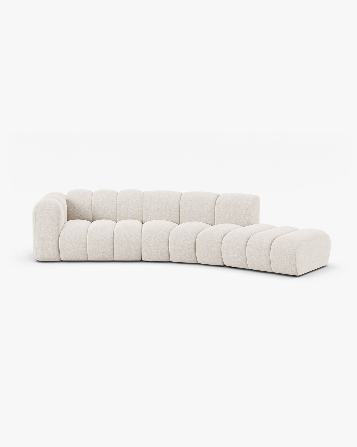 Micadoni Modulares Sofa Lupine 5-Sitzer Rechts Chenille Eden Helles Beige