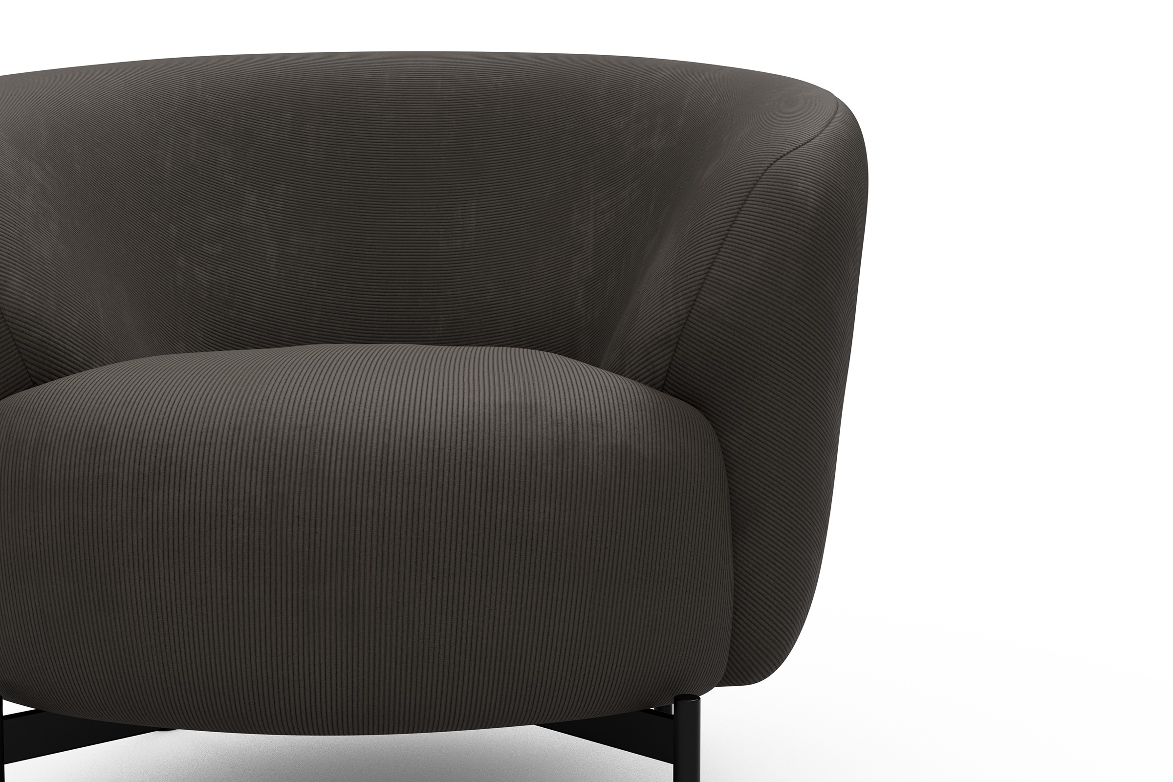 Sessel Ronda X-Metallgestell Schwarz Cordufine-Taupe