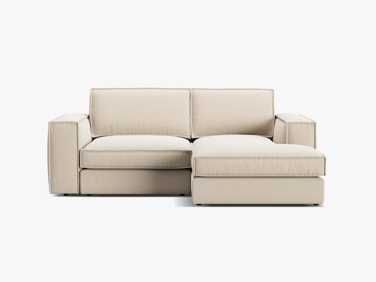 Micadoni modulares Ecksofa Pola 2-Sitzer kleine Version Rechts Strukturierter Stoff Babel Beige