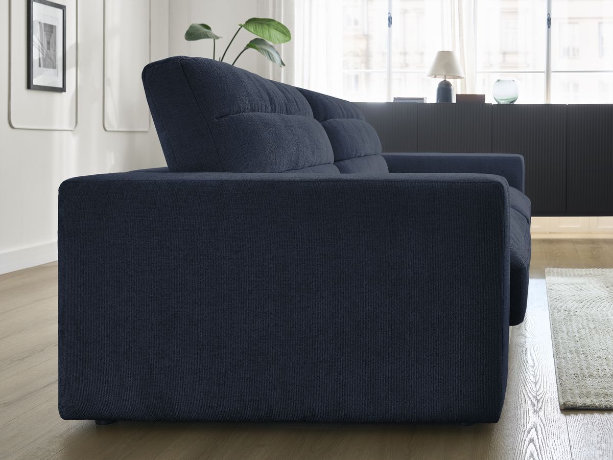Bobochic Sierra Sofa 3-Sitzer Strukturstoff Dunkelblau
