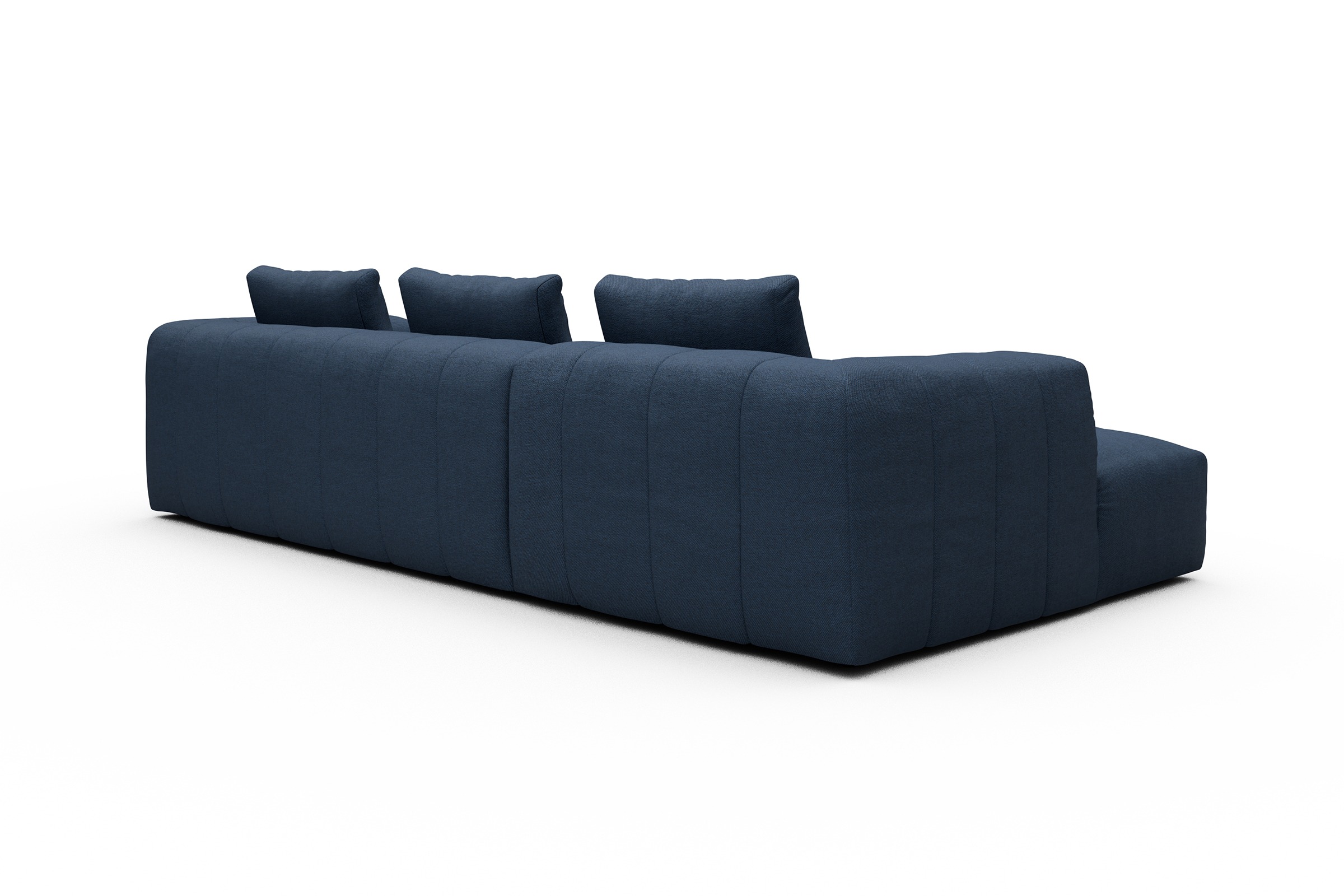 Ecksofa Hugo 2,5-Sitzer Armlehne rechts mit Chaiselongue Weda-Blue