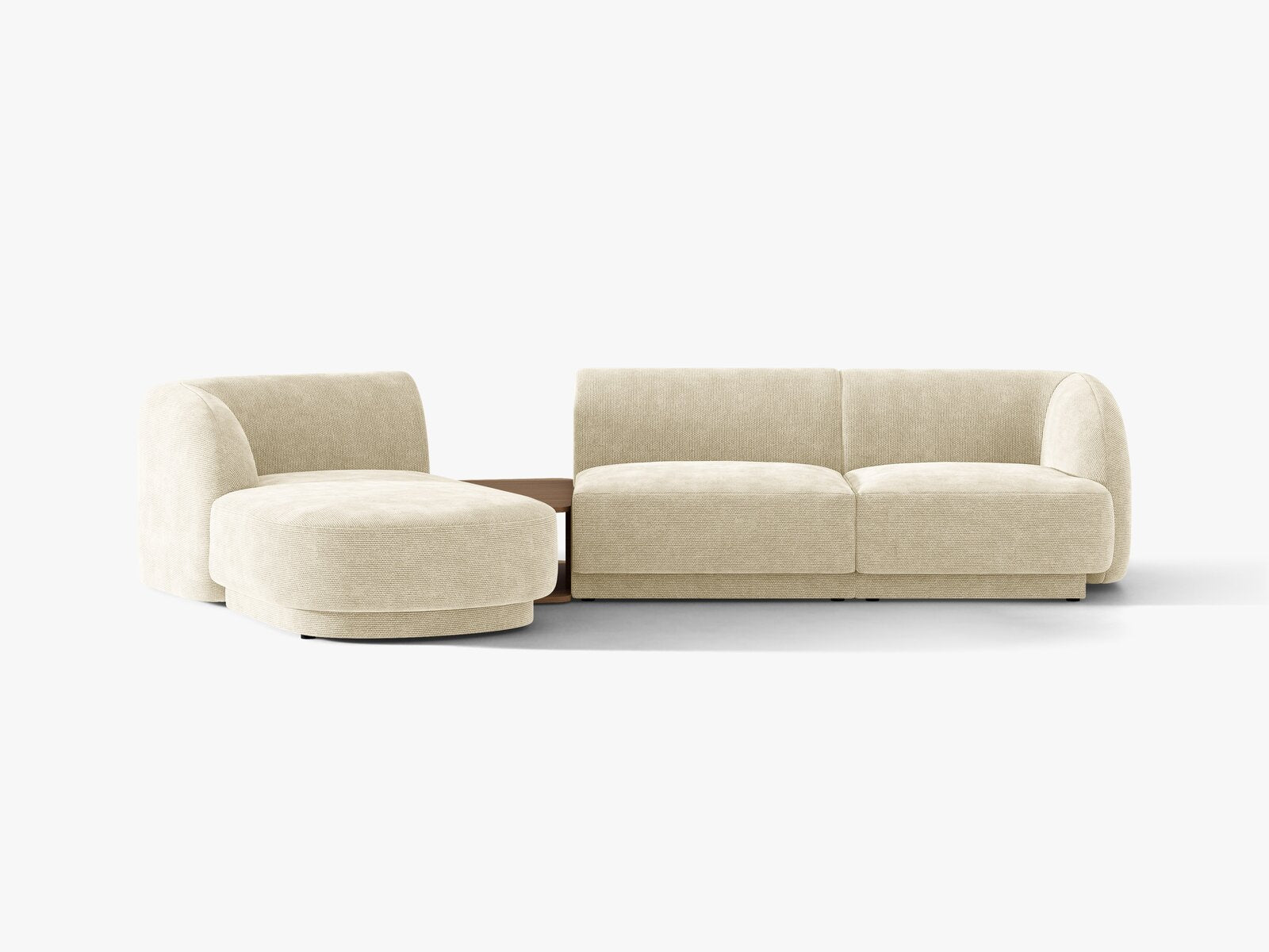 Micadoni Modulares Sofa Miley mit Recamiere 3-Sitzer Links Chenille Haga Helles Beige