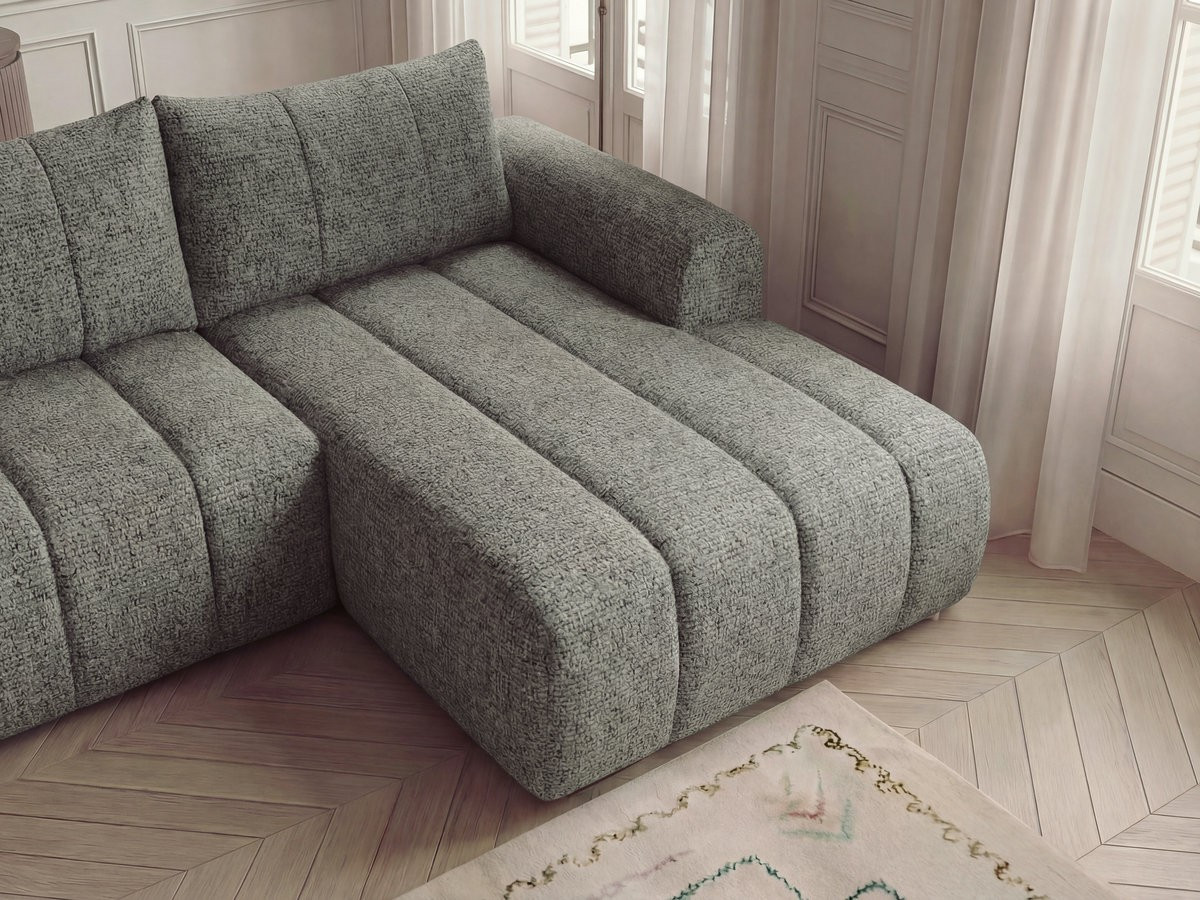Bobochic Nesty Ecksofa 272 cm mit Pouf Melange-Stoff Dunkelgrau Ecke rechts