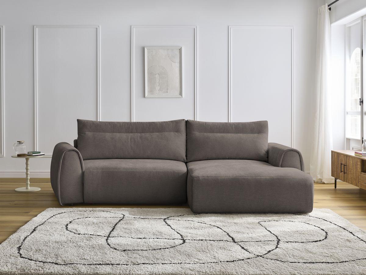 Bobochic Aden Ecksofa 293 × 152 cm Stoff Taupe Ecke rechts