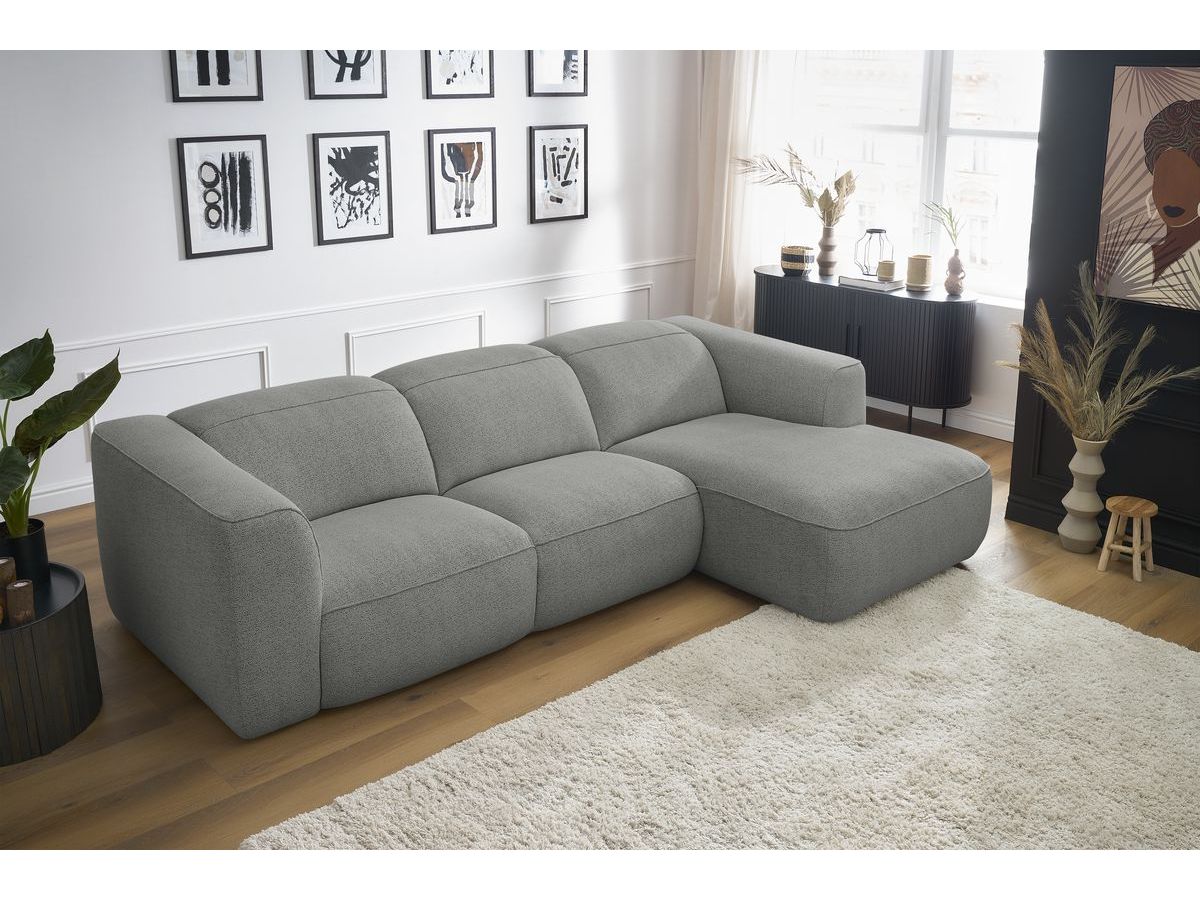 Bobochic William Ecksofa Melange-Stoff Hellgrau Ecke rechts