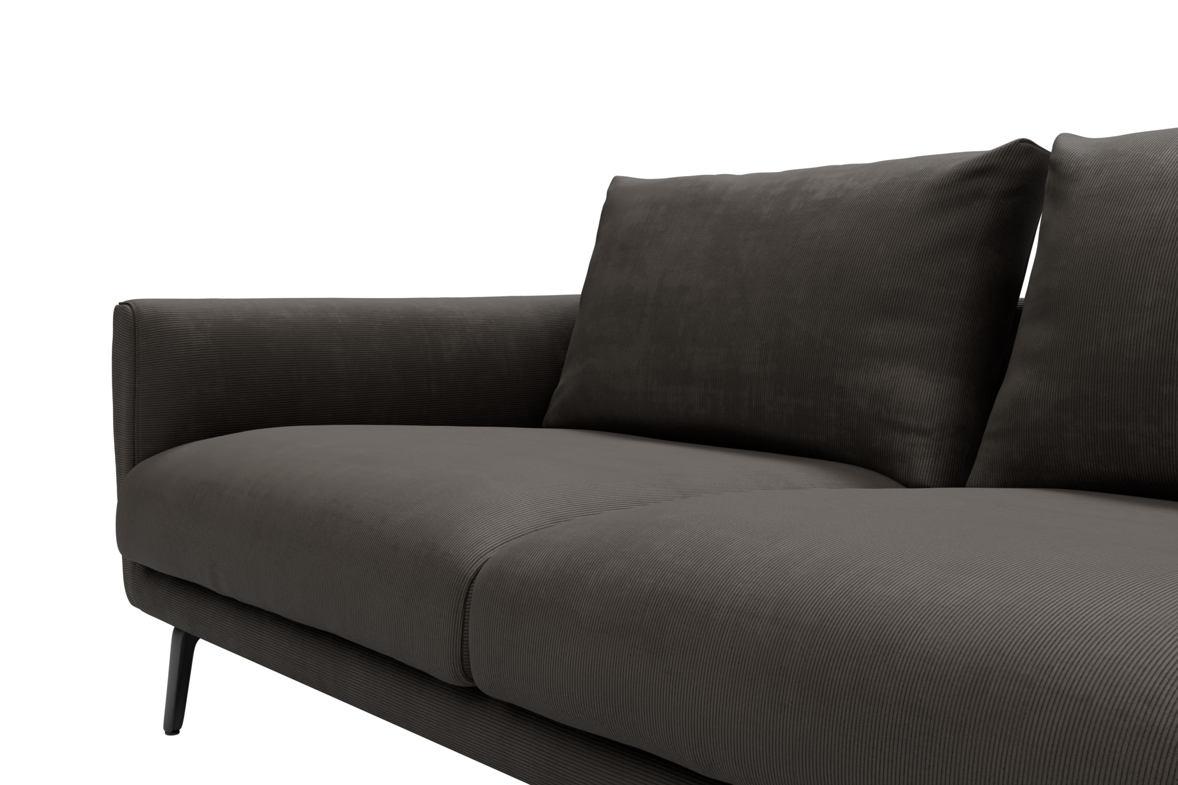 Ecksofa Karl Chaiselongue rechts mit 2,5-Sitzer Cordufine-Taupe