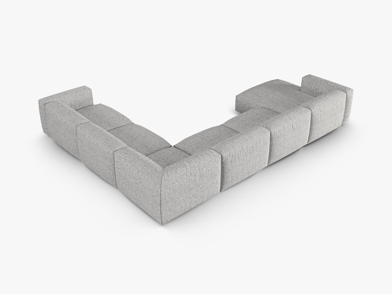 Micadoni modulares Ecksofa XL Martina 6-Sitzer 90cm Sitztiefe Rechts Boucle Monet Silber