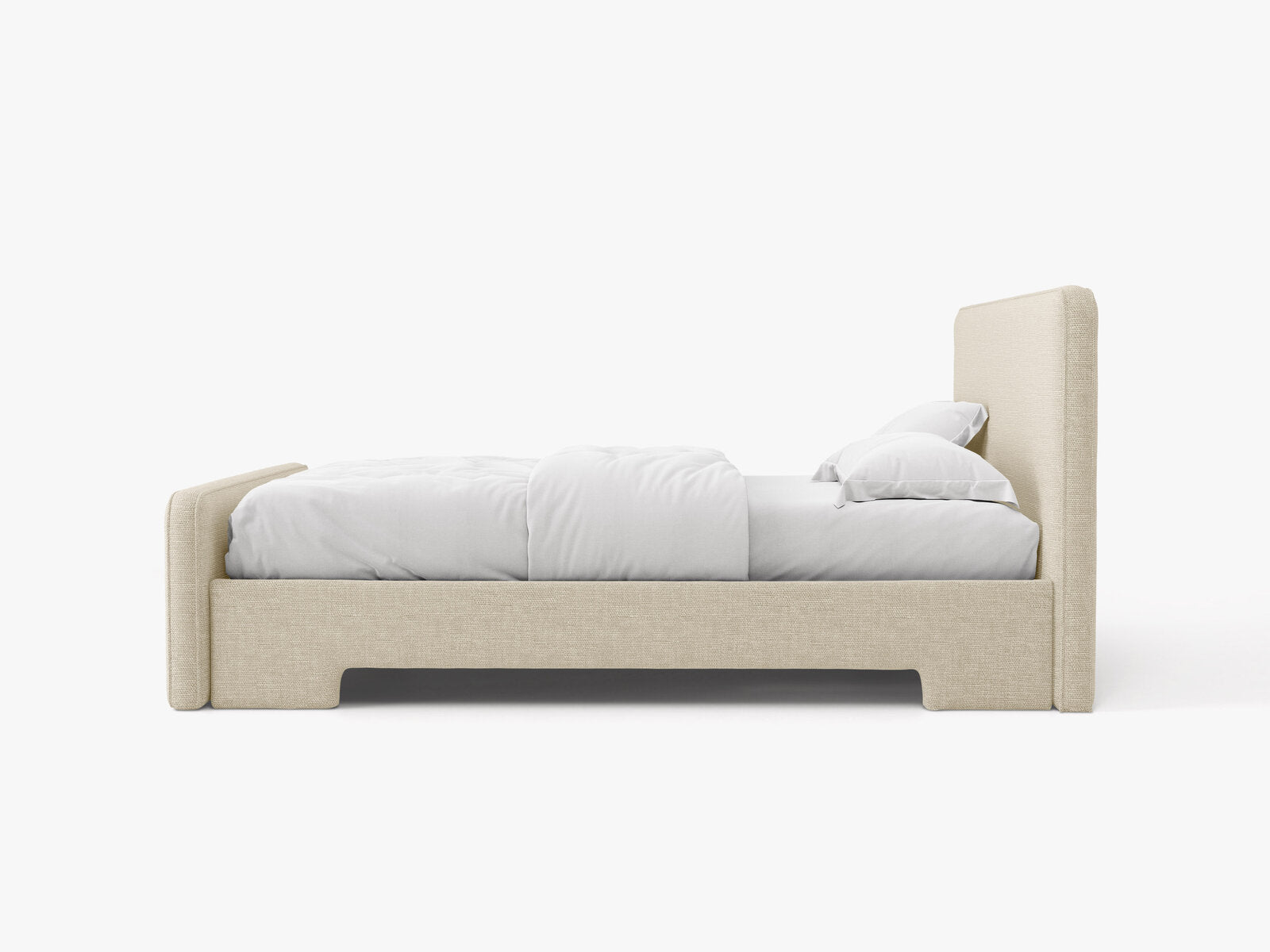 Micadoni Eda Bett mit Kopfteil Strukturierter Stoff Bjorn Beige 160x200