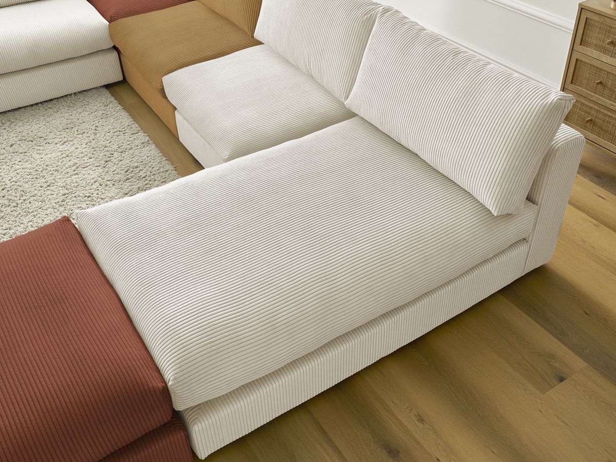 Bobochic Paris Ecksofa mit Pouf 369 × 167 cm Cordsamt Mehrfarbig