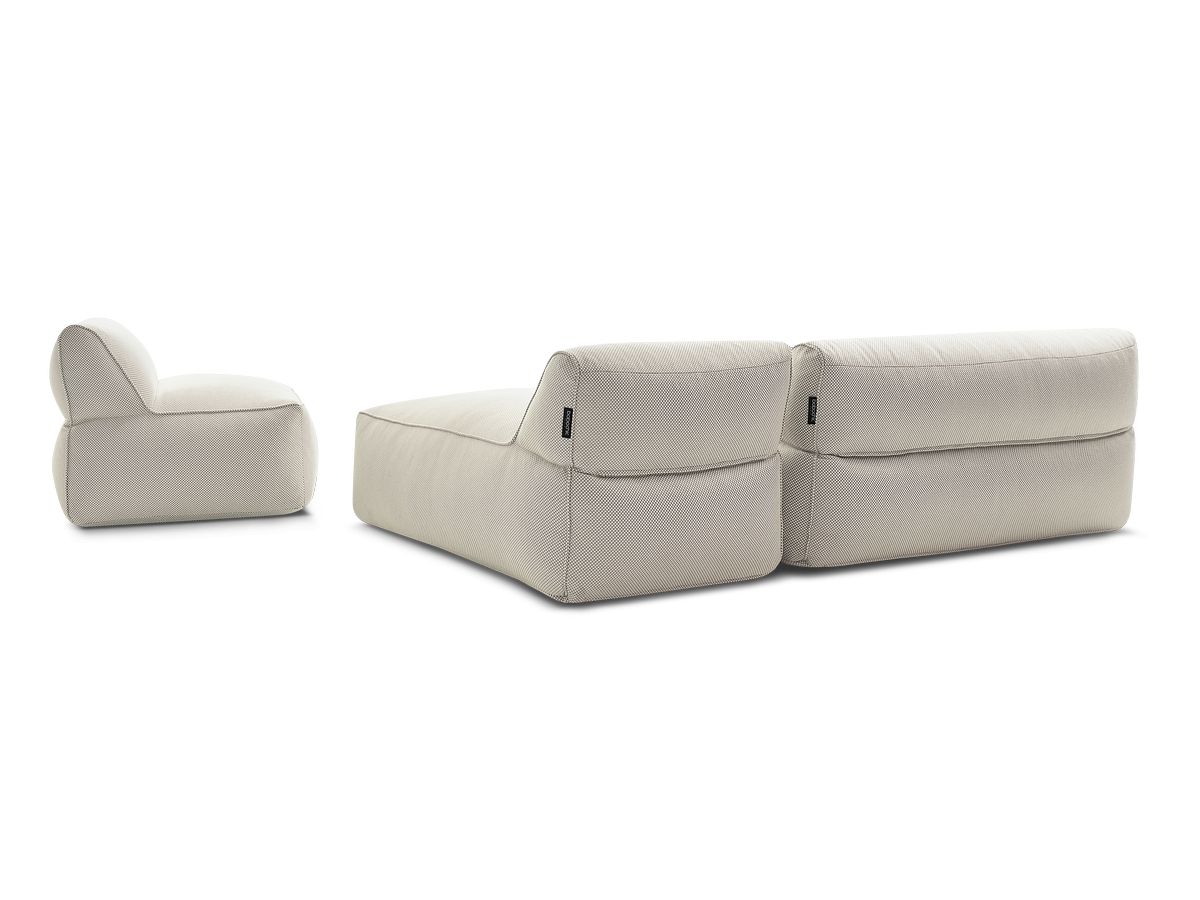 Bobochic Riviera Gartensofa 5-Sitzer mit Pouf Melange-Stoff Beige