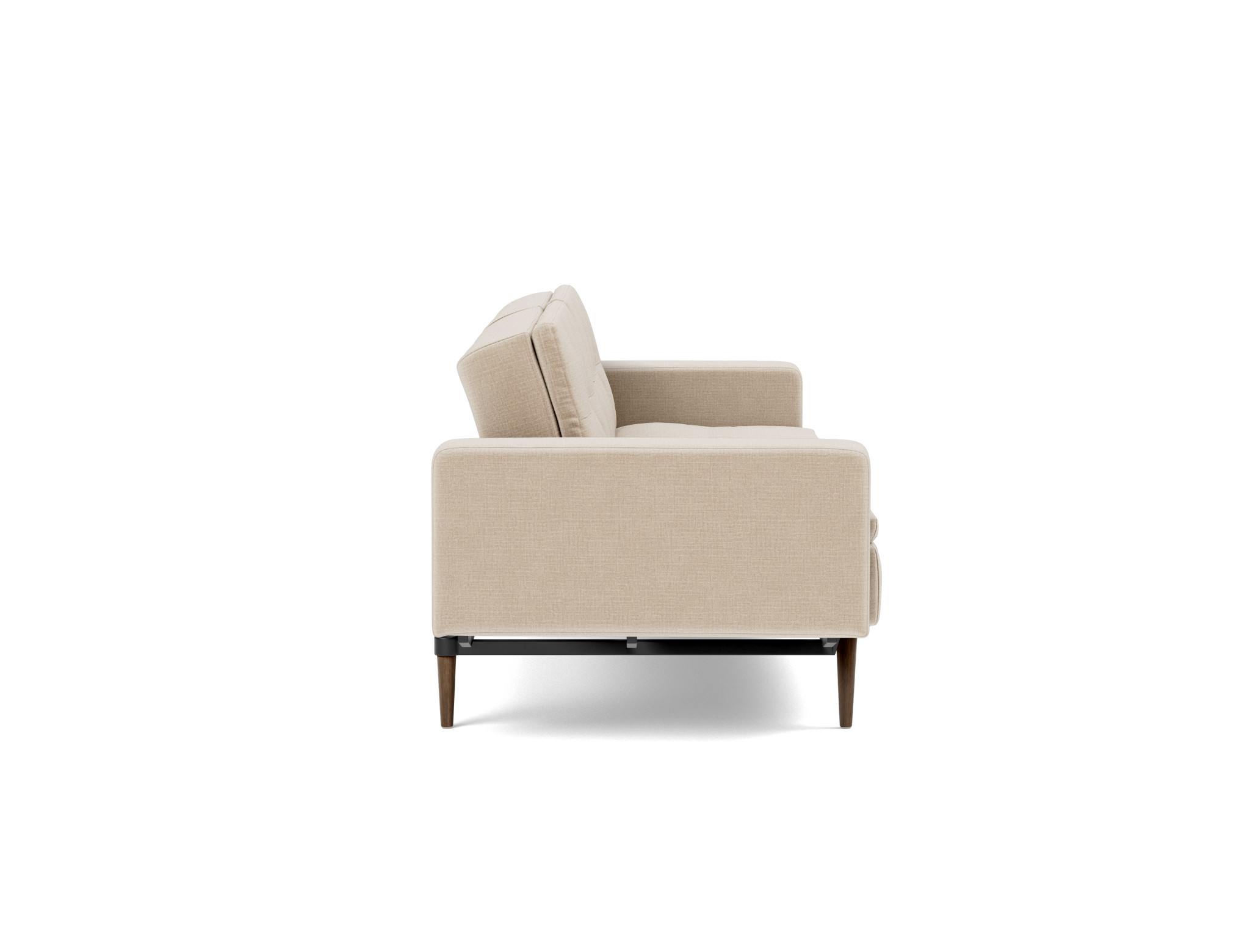 Schlafsofa Dublexo mit Armlehnen Chenille Esina 410-Almond-Beige Beine Styletto Eiche dunkel