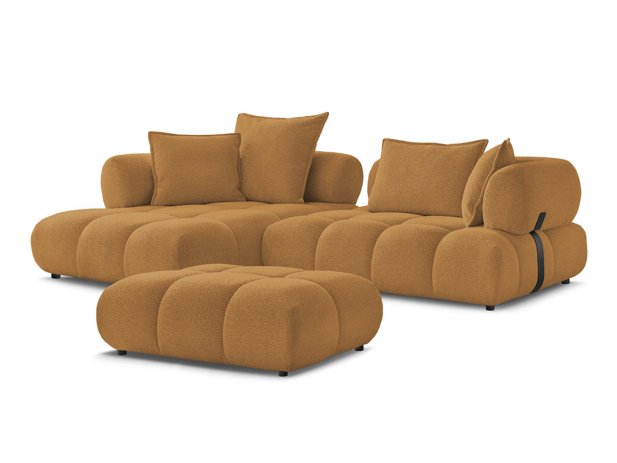 Bobochic Alya Ecksofa mit Pouf Bouclé-Stoff Gelb Ecke links