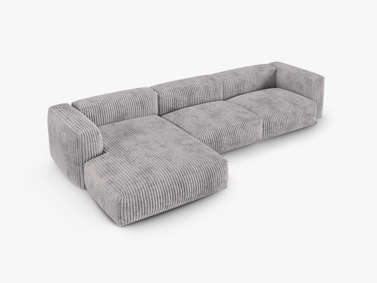 Micadoni Ecksofa Martina 3-Sitzer 90cm Sitztiefe Links Kord Tilia Hellgrau
