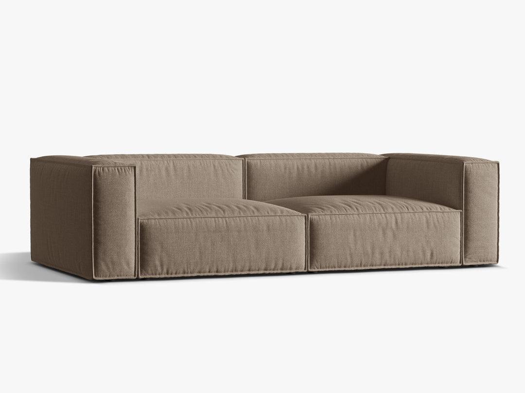 Micadoni Sofa Nuria 5-Sitzer Strukturierter Stoff Cappuccino