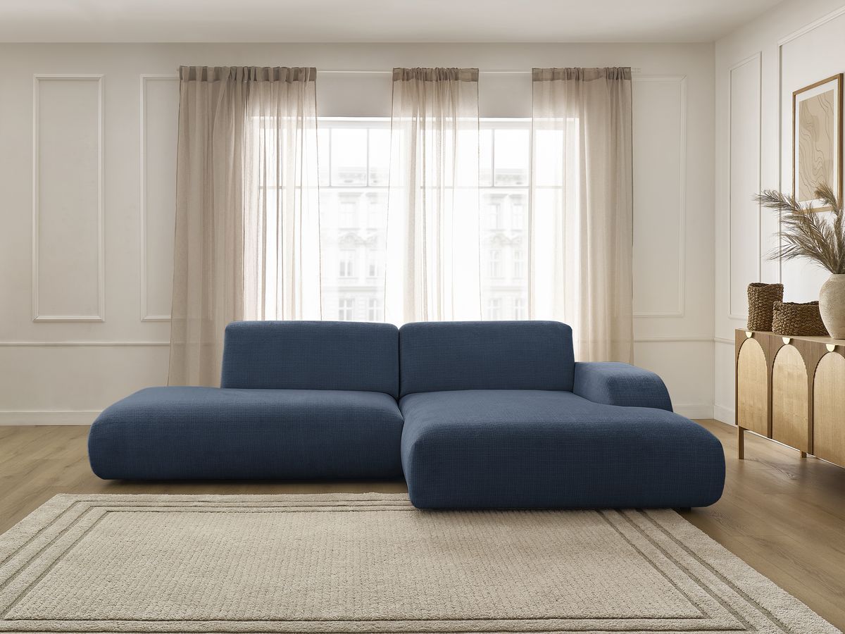 Bobochic Sirius Ecksofa 300 × 170 cm Strukturstoff Dunkelblau Ecke rechts
