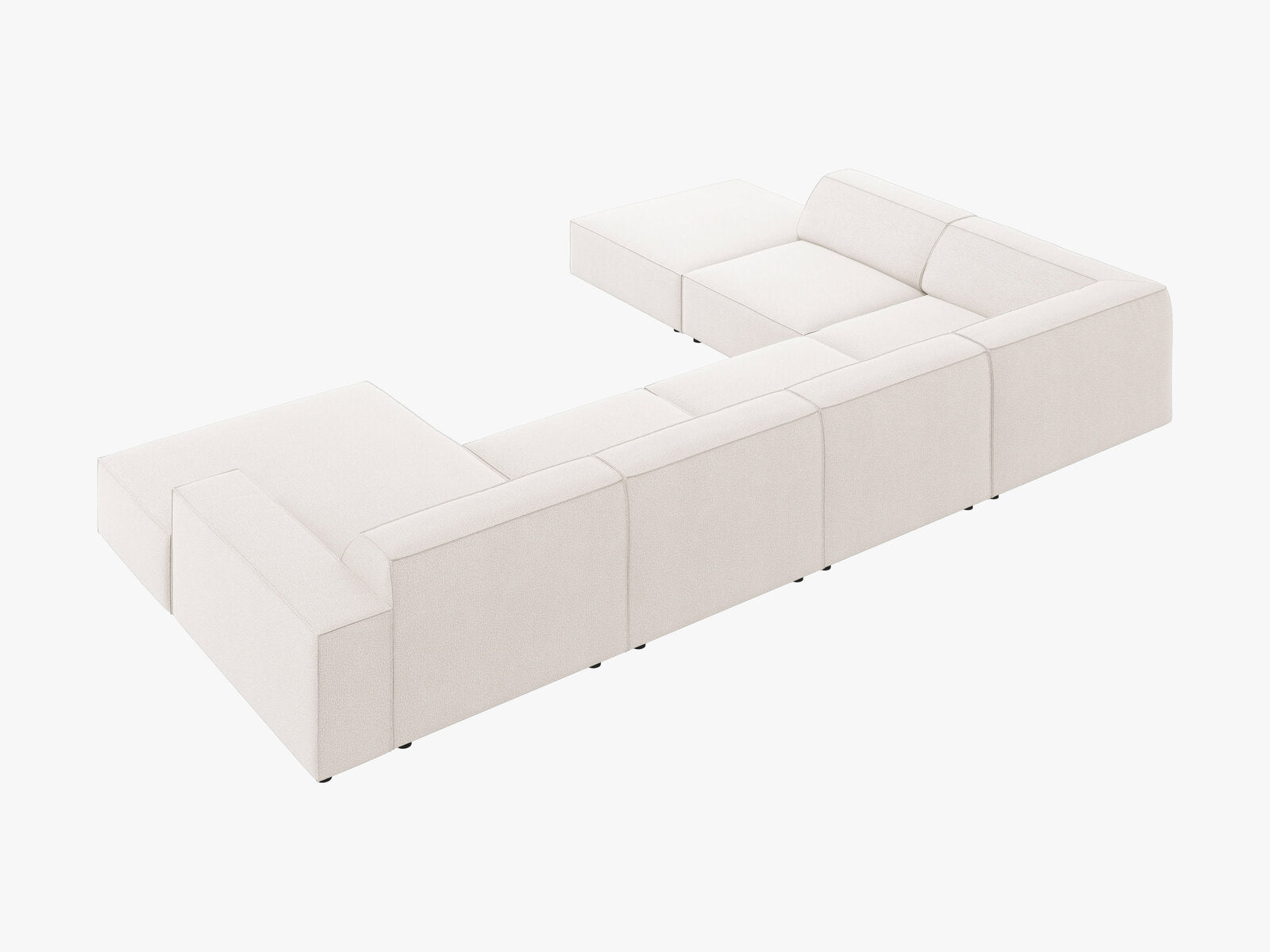 Micadoni Panorama-Ecksofa Jodie 7-Sitzer Links Strukturierter Stoff Megan Helles Beige