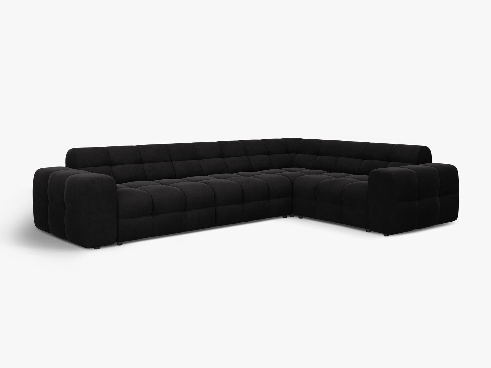 Micadoni Ecksofa Kendal 6-Sitzer Rechts Samt Magic Velvet Schwarz