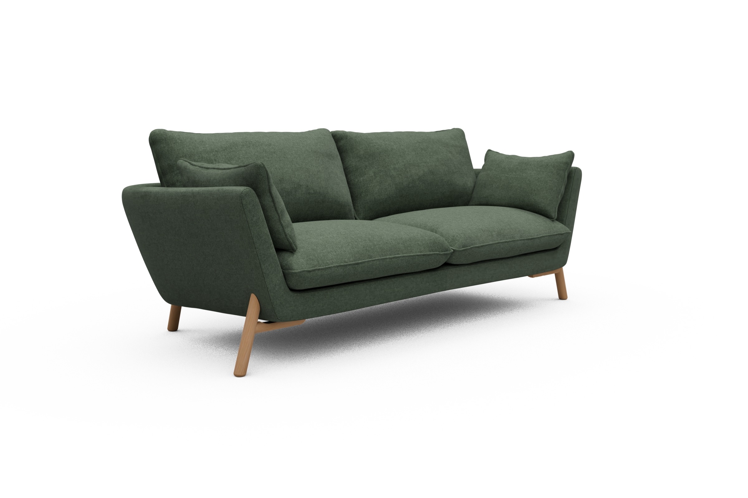 Sofa Emil 3-Sitzer Beinfarbe Eiche Natur Casone-Forest-Green