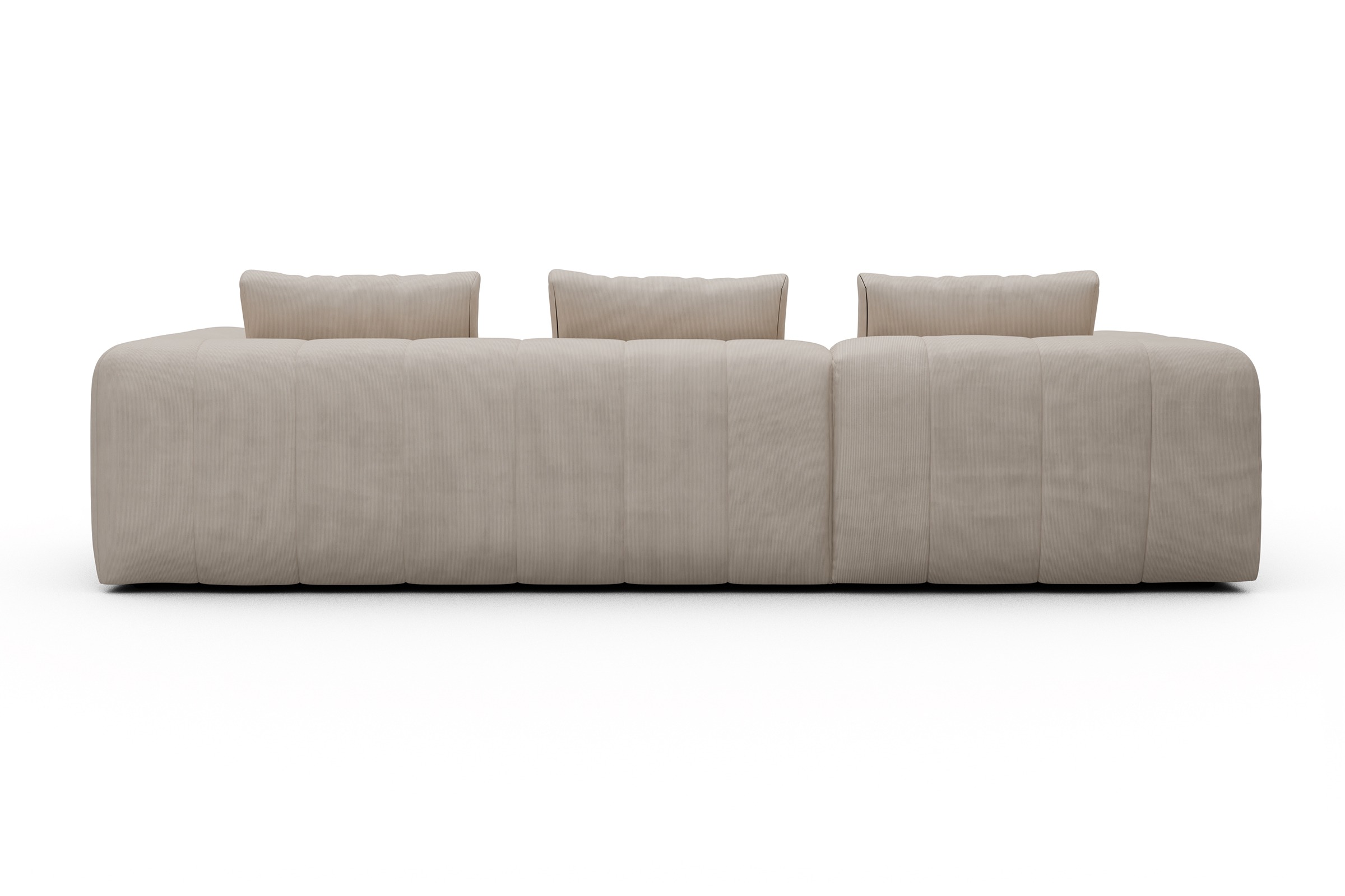 Ecksofa Hugo 2,5-Sitzer Armlehne rechts mit Chaiselongue Cordufine-Off-White