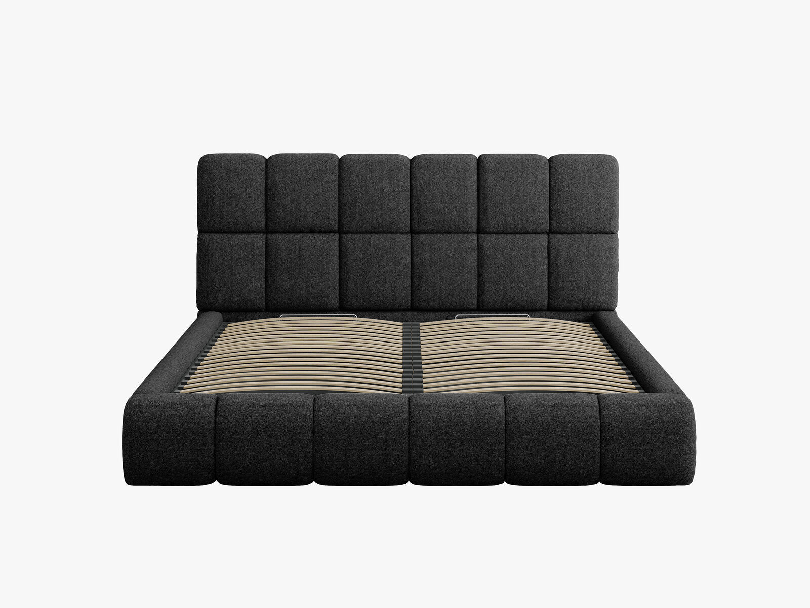 Micadoni Stauraumbett mit Kopfteil Bellis Chenille Haga Schwarz