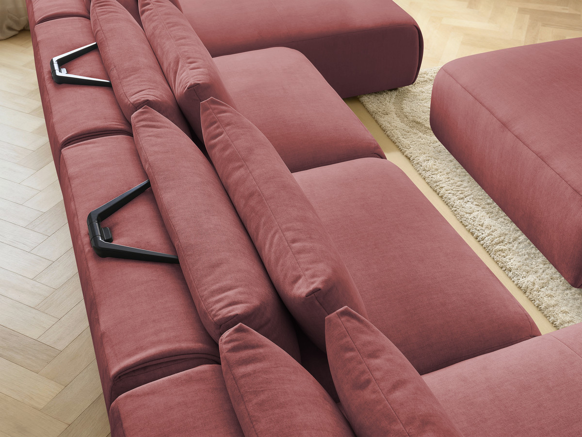 Bobochic Jana Wohnlandschaft mit großem Pouf Samt Orange