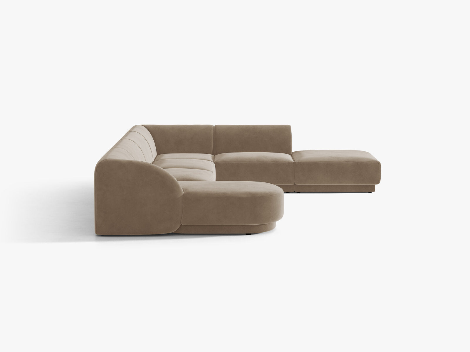 Micadoni Panorama-Ecksofa Miley 6-Sitzer Rechts Samt Bluvel Cappuccino