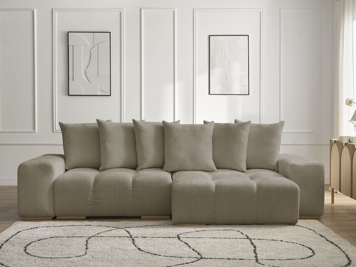 Bobochic Anakin Ecksofa, 6 Kissen Strukturstoff Taupe