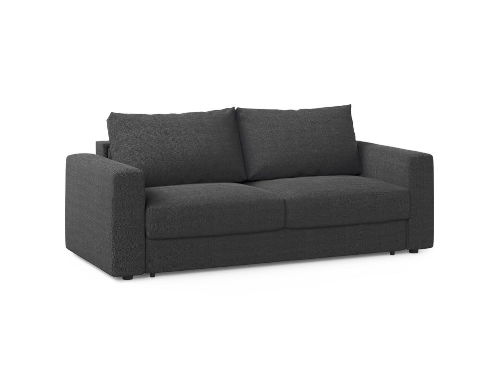 Cosmopolitan Design Schlafsofa Grena 3-Sitzer mit Bettkasten Strukturierter Stoff Babel Schwarz