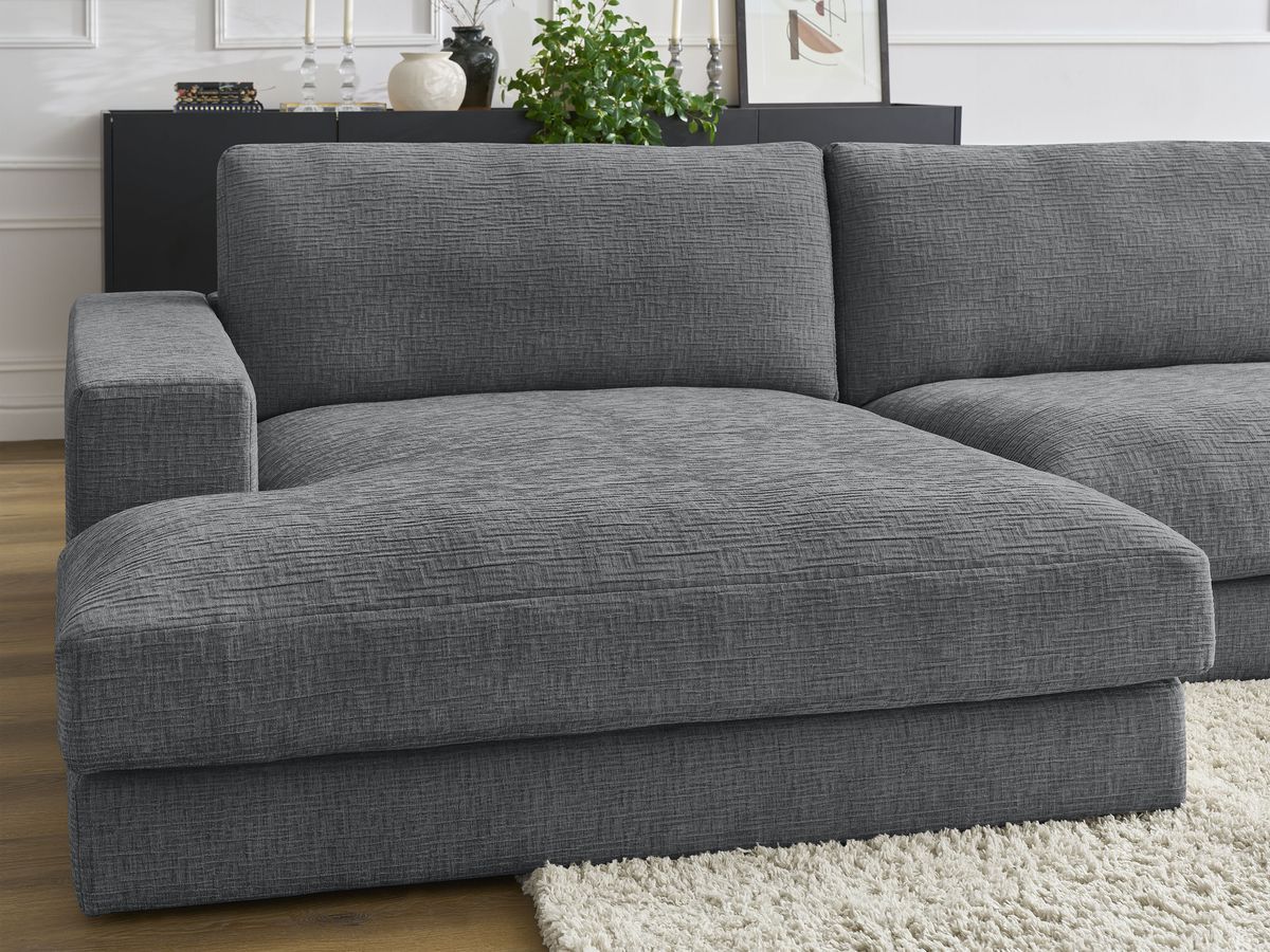 Bobochic Leonard Wohnlandschaft 349 × 159 cm Strukturstoff Dunkelgrau