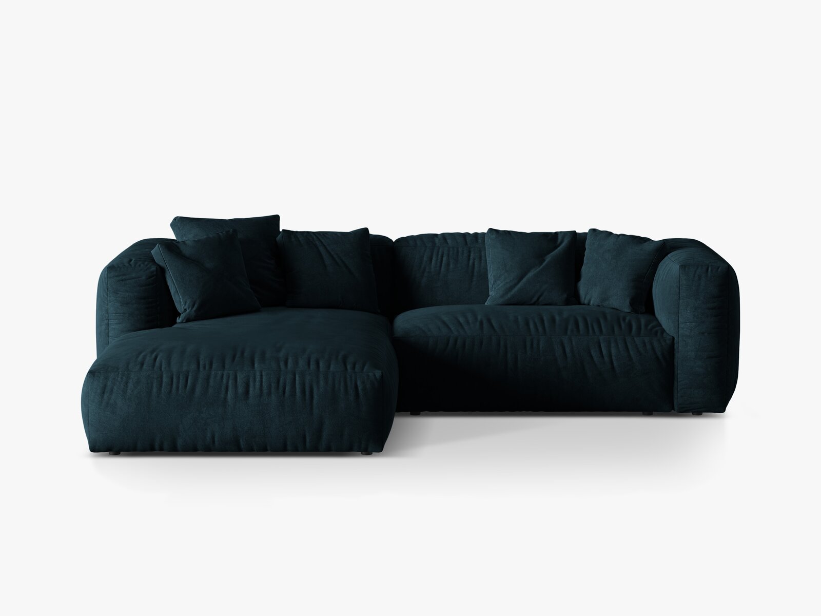 Micadoni Ecksofa Martina 2-Sitzer Links Samt Vogue Tiefes Petrol