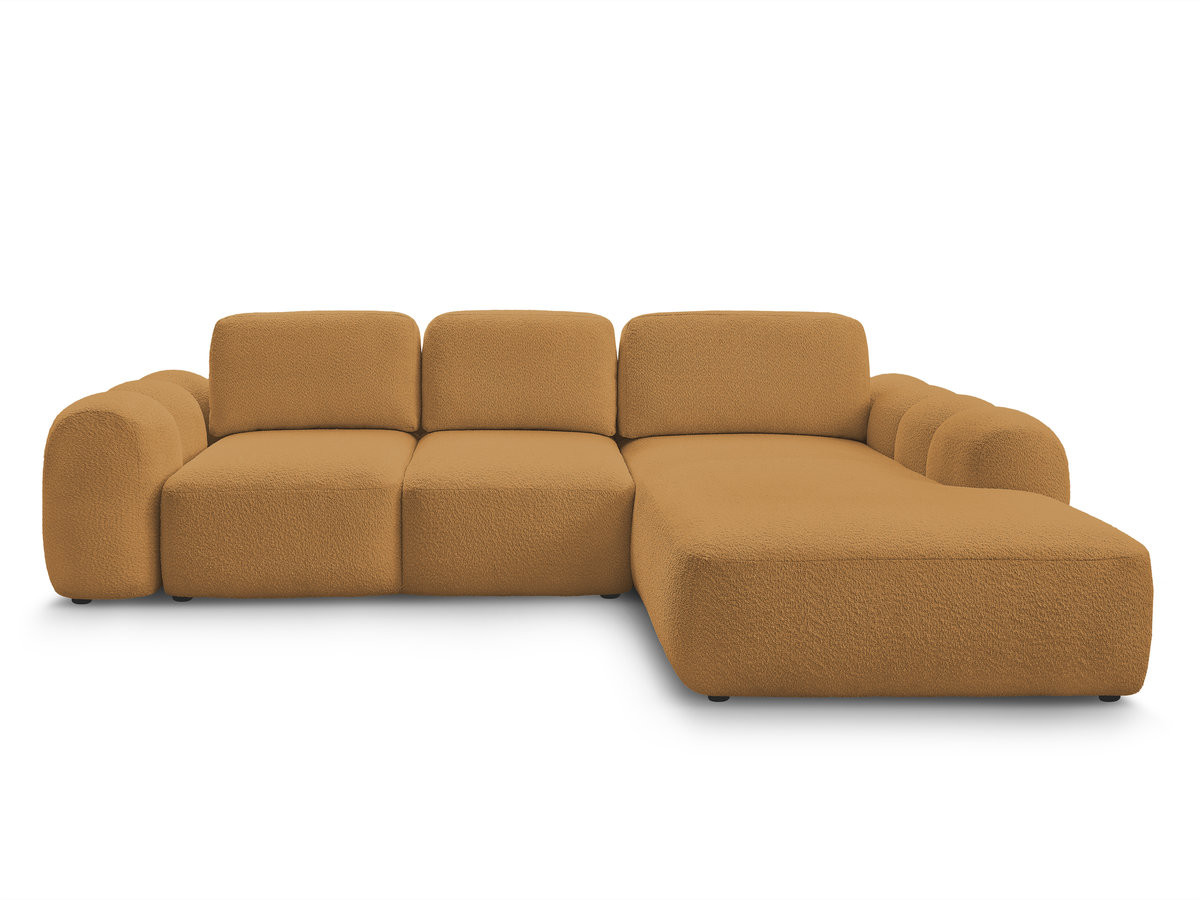 Bobochic Montaigne Ecksofa mit Schlaffunktion und Bettkasten 288 × 196 cm Bouclé-Stoff Gelb Ecke rechts