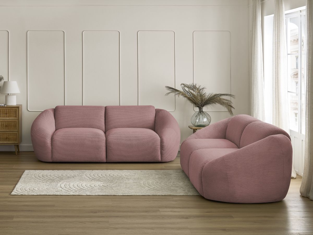 Bobochic Tina Sofa 5-Sitzer Cordsamt Rosa