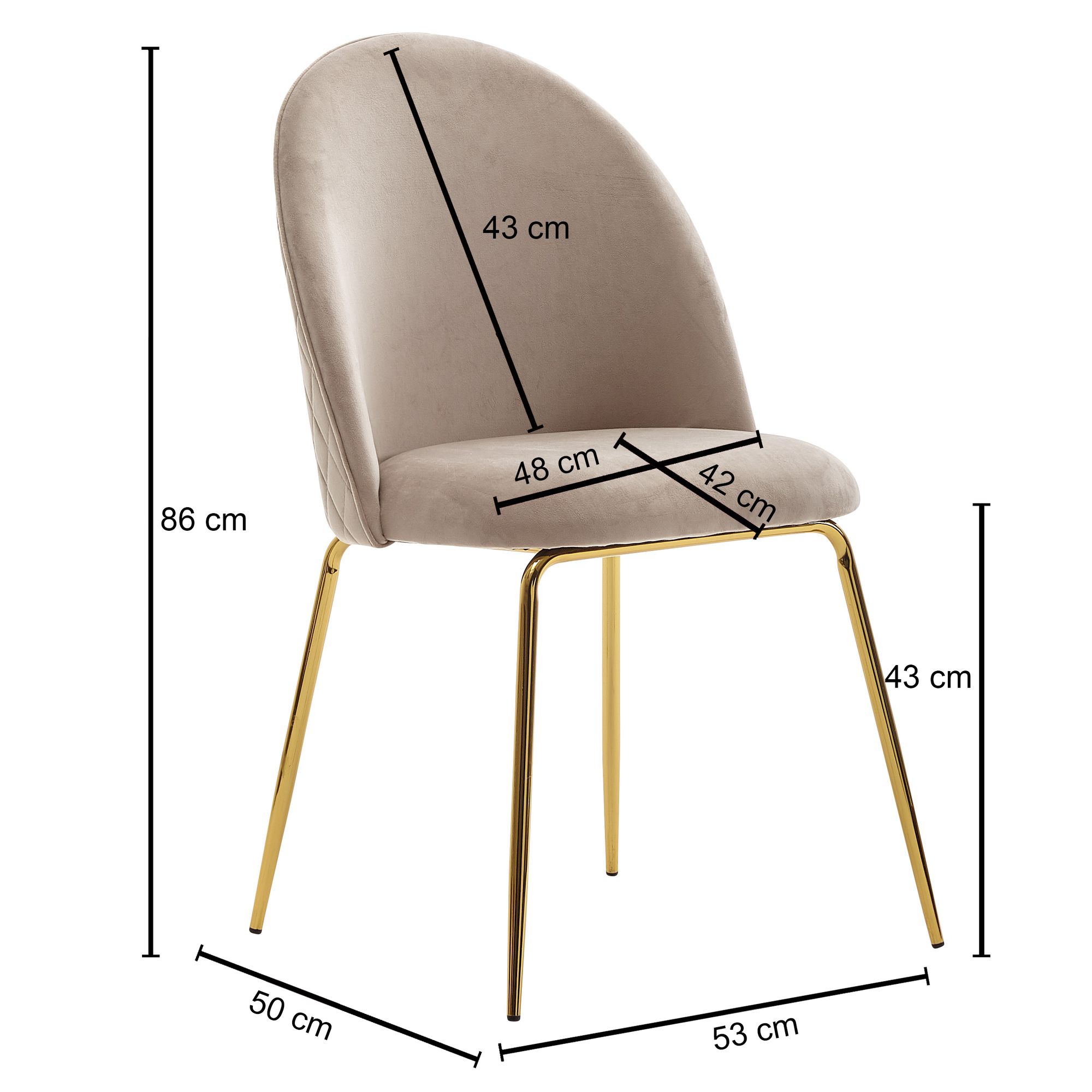 Esszimmerstuhl Eidar Samt Beige 53 × 50 × 86 cm