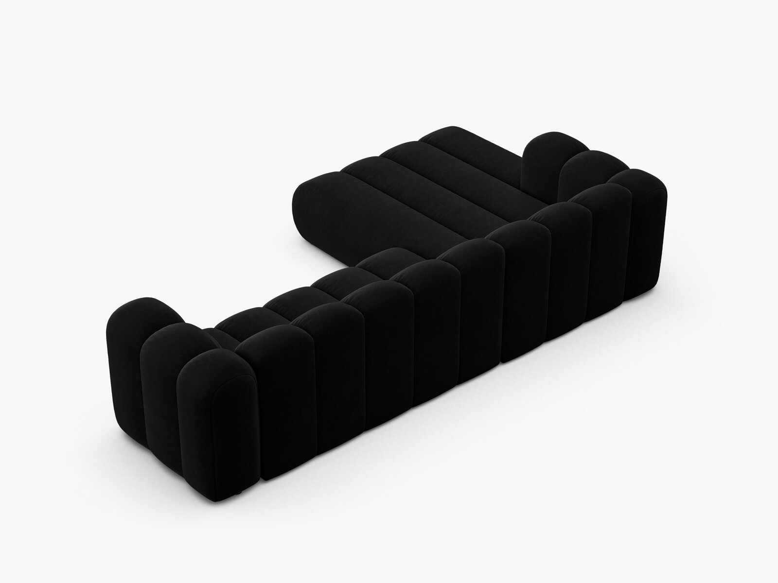 Micadoni Modulares Ecksofa Lupine 4-Sitzer Links Samt Salvador Schwarz